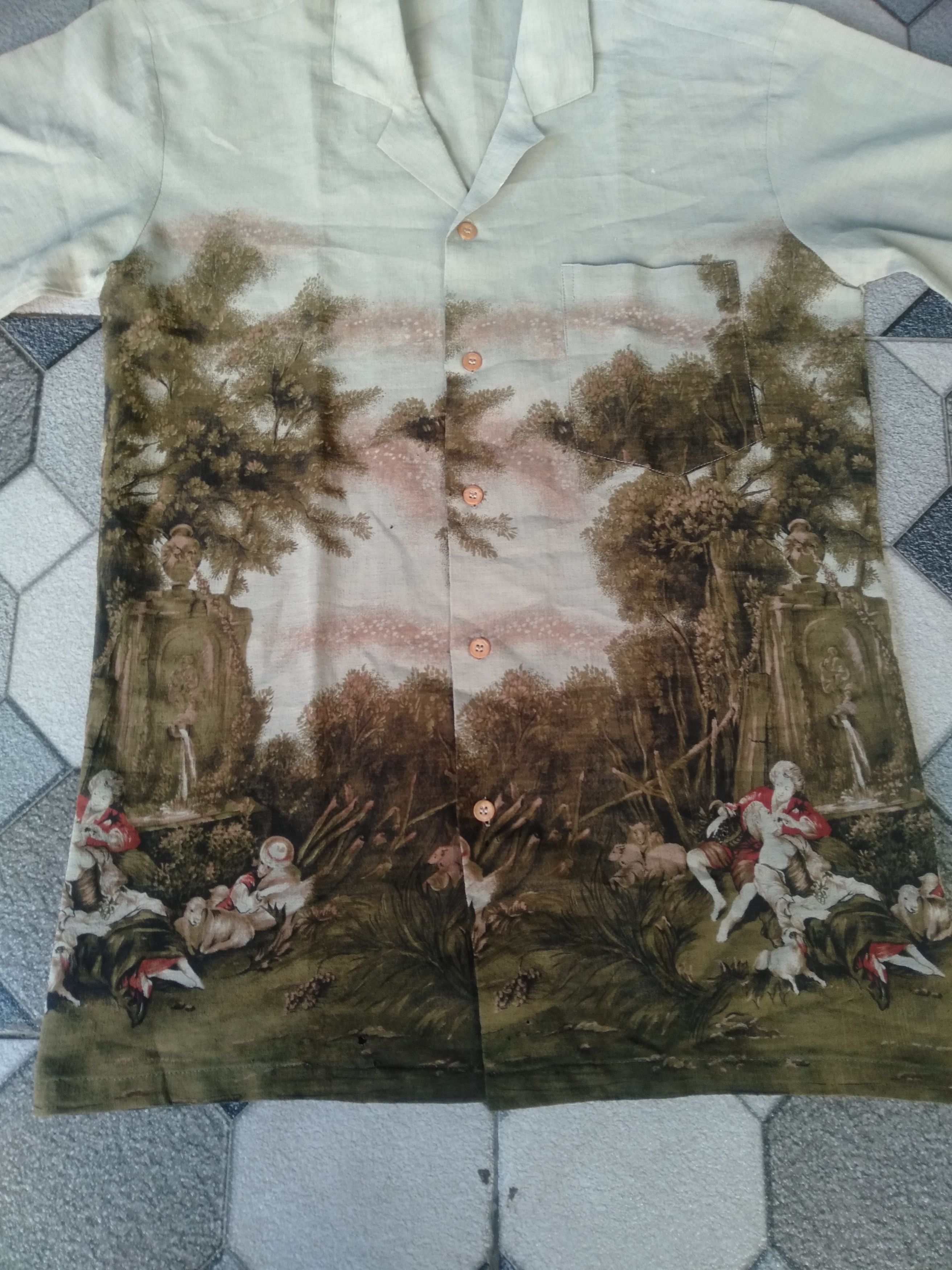 Seditionaries Vintage 80s Print Polo Shirt Louis Aubusson Painting Size US M / EU 48-50 / 2 - 8 Thumbnail