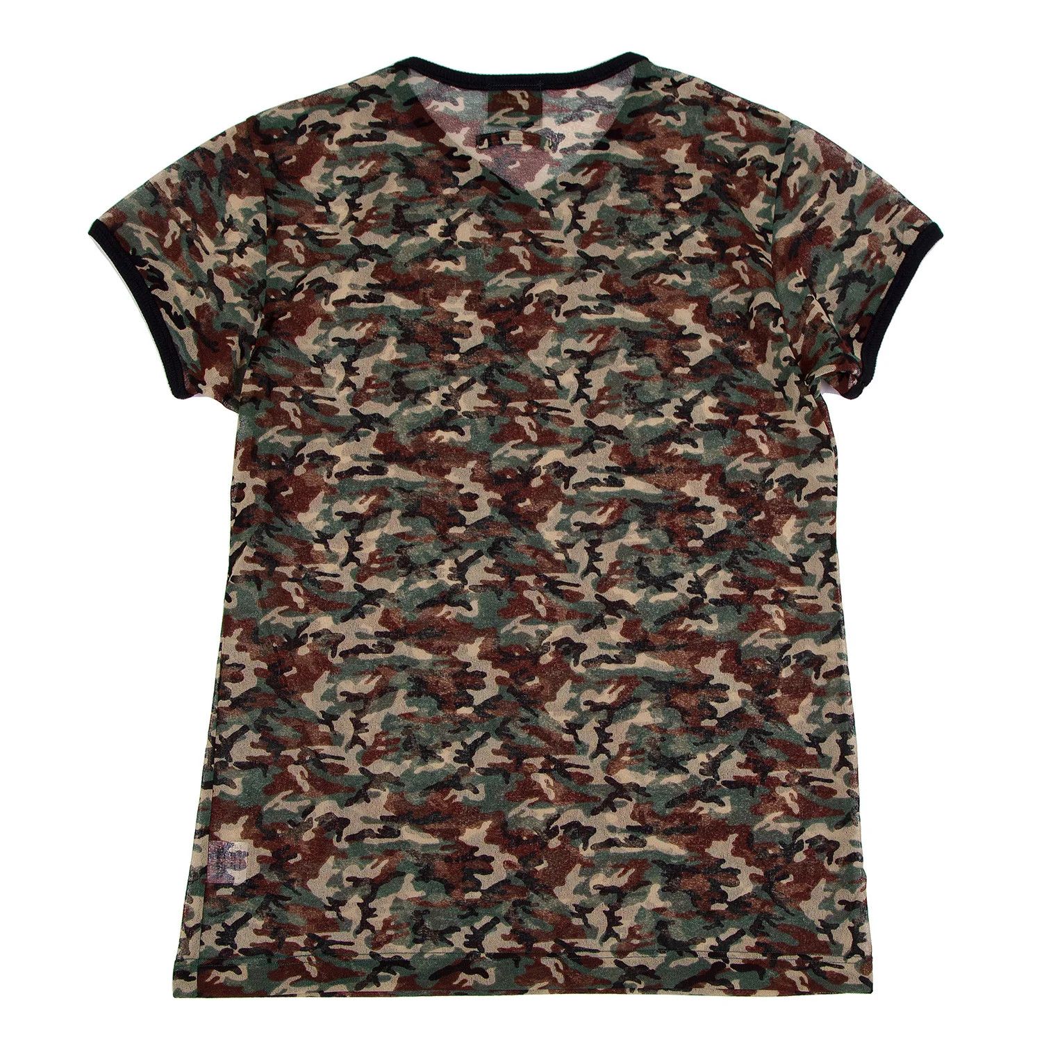 Jean Paul Gaultier Camouflage Print V-Neck T-Shirt in Green Black Beige Size US M / EU 48-50 / 2 - 6 Thumbnail