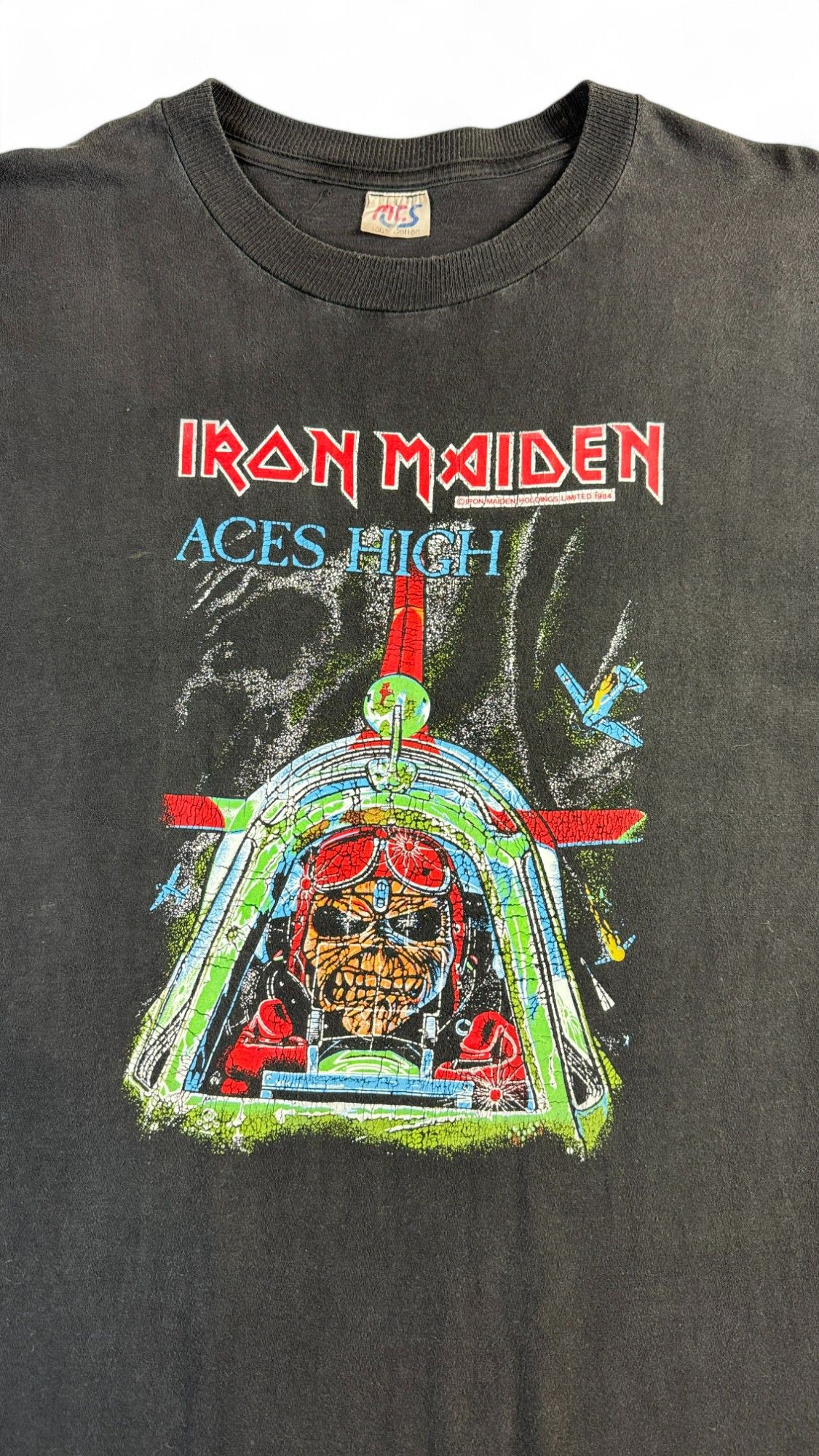 Vintage Rare Iron Maiden Vintage Aces High Tee Single Stitch Size US XL / EU 56 / 4 - 3 Thumbnail