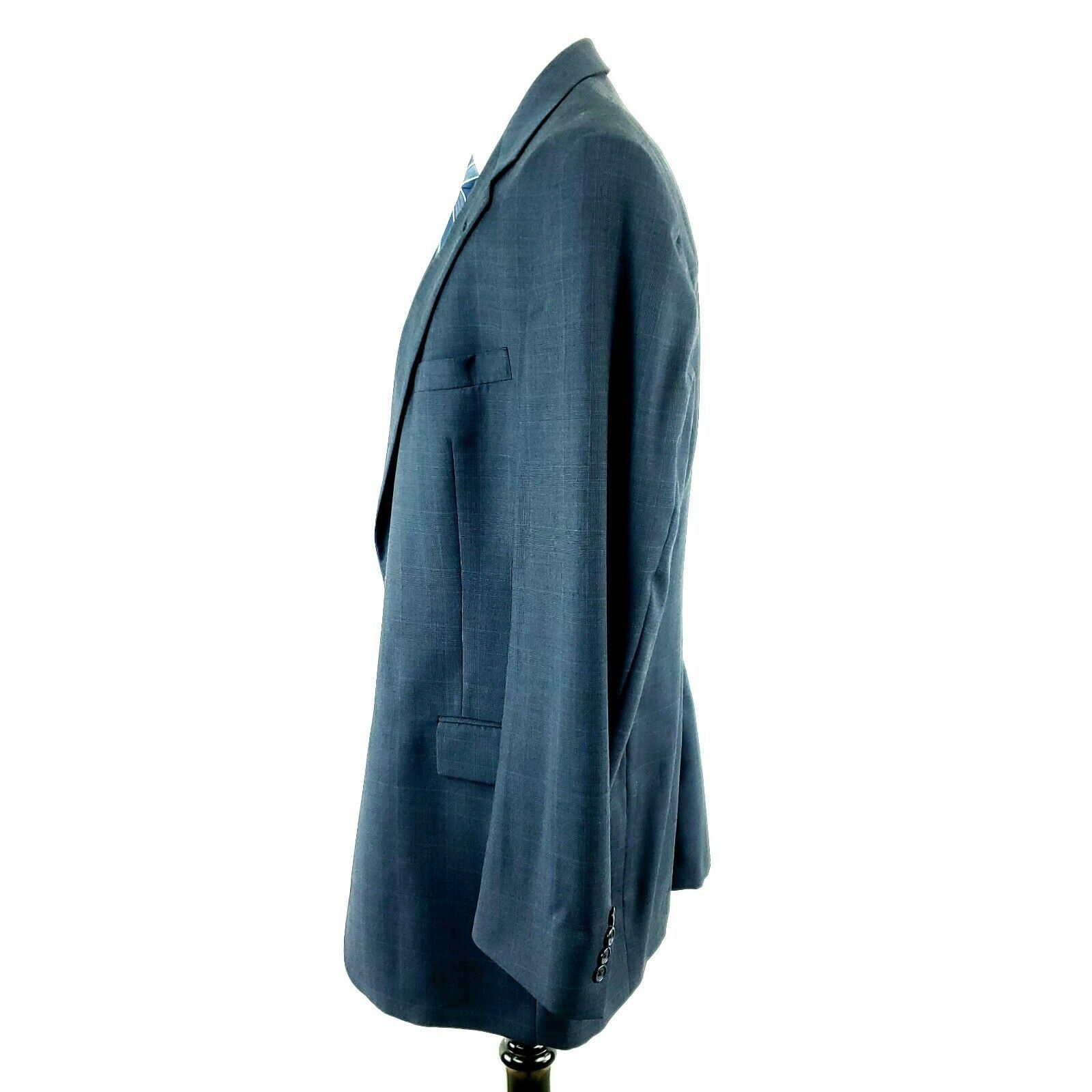 Hart Schaffner Marx Hart Schaffner Marx 42L 2 Button Glen Check Blue Wool Blazer Size 42L - 5 Thumbnail