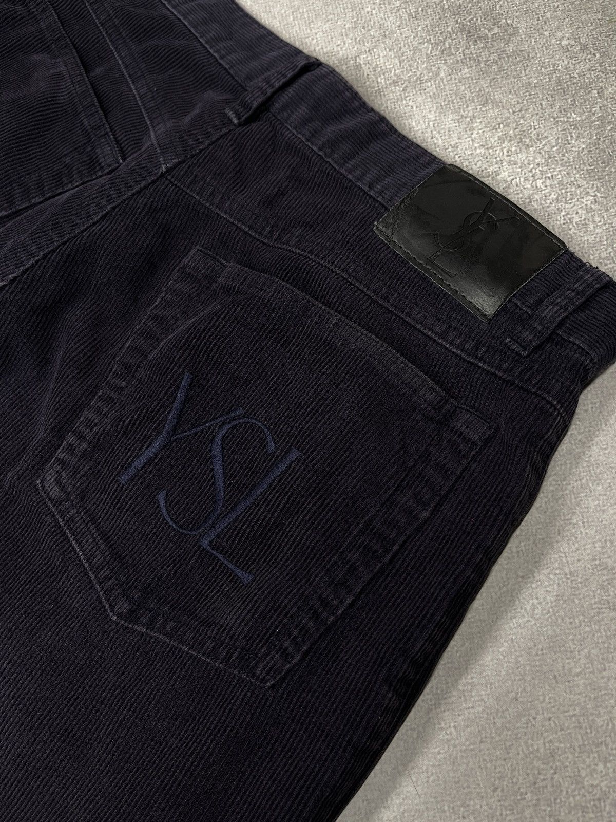Yves Saint Laurent Vintage Yves Saint Laurent Corduroy Pants Purple Big Logo Size US 32 / EU 48 - 4 Thumbnail
