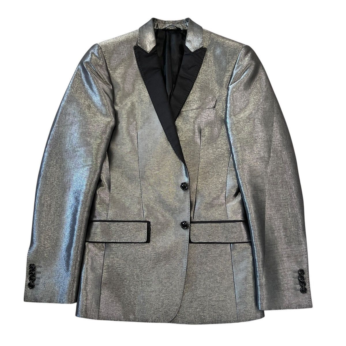Dolce & Gabbana DOLCE&GABBANA 2007AW Metallic Peak Lapel Silk-Blend Jacket Size 44S - 3 Thumbnail
