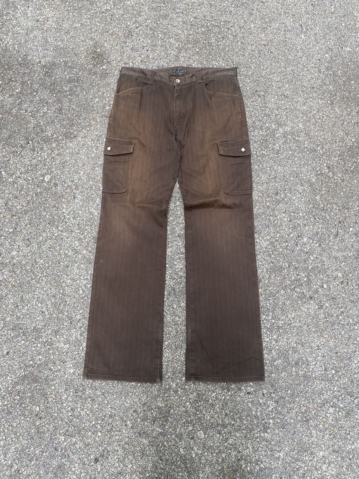 Japanese Brand Japanese SPINASH Faded Brown Cargo Stripped Pants Size US 32 / EU 48 - 1 Thumbnail