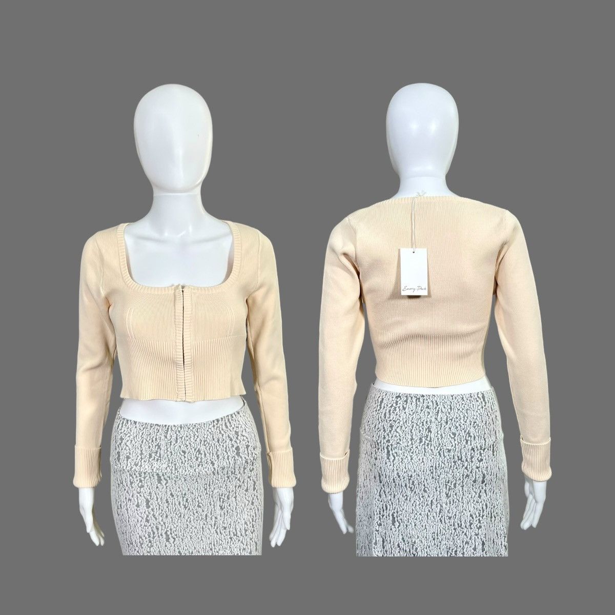Other Emory Park Long Sleeve Crop Top Beige Corset Closure Sz M Size M / US 6-8 / IT 42-44 - 4 Thumbnail