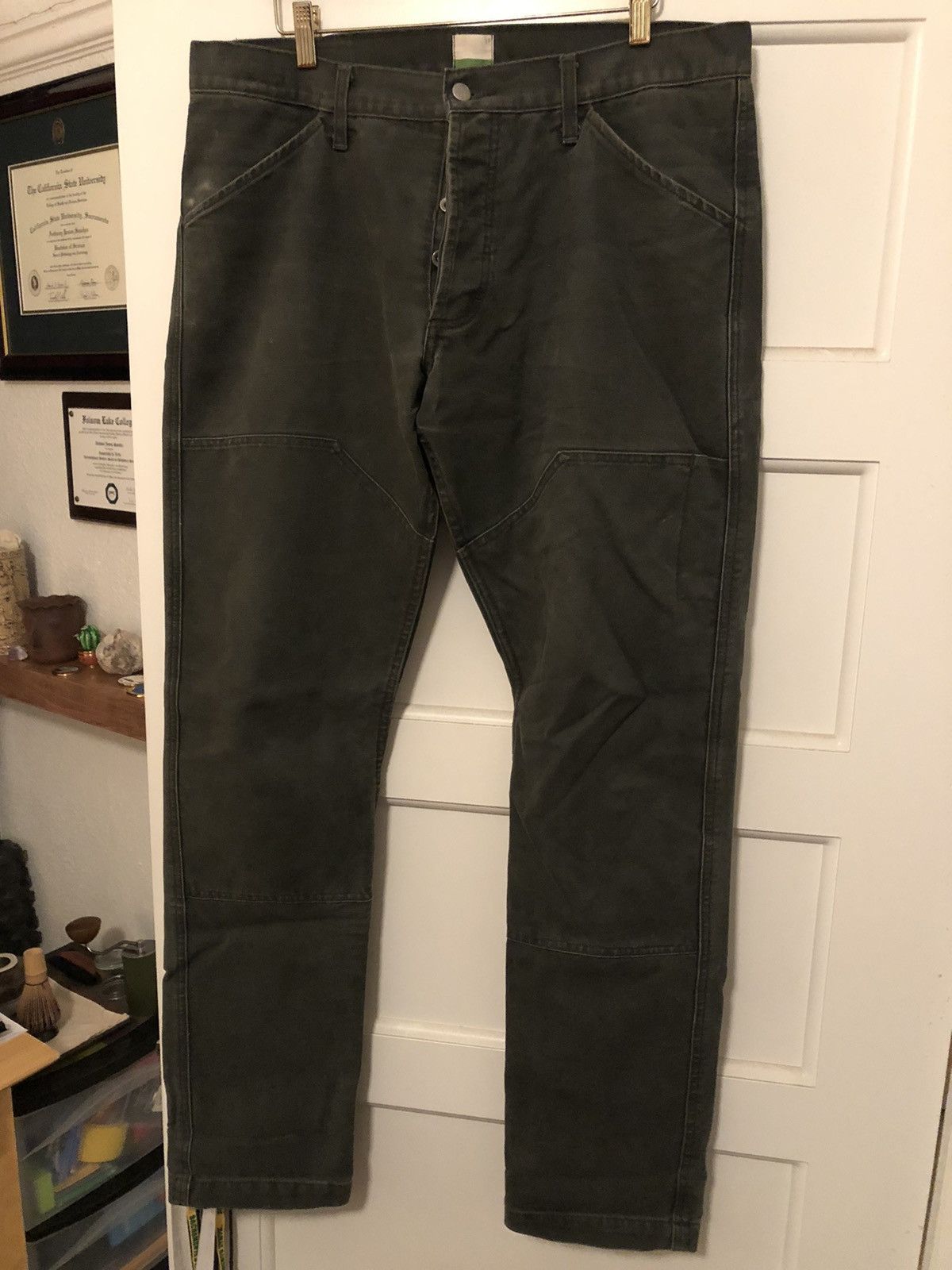image of Taylor Stitch X Good Acre Chore Pant. 37X34. Green. Miusa in Khaki, Men's (Size 36)