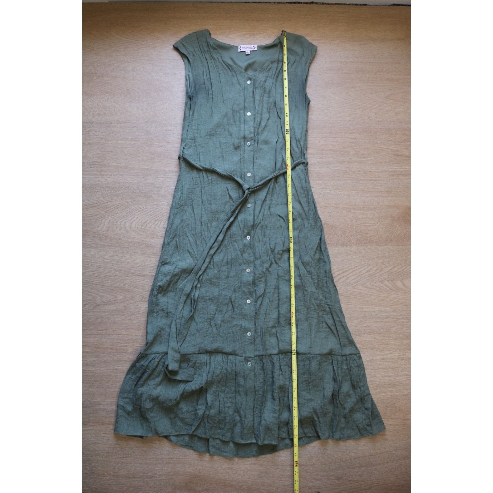 Nanette Lepore Nanette Lepore 4 Moss Green Belted Midi Dress Sleeveless Size S / US 4 / IT 40 - 2 Thumbnail