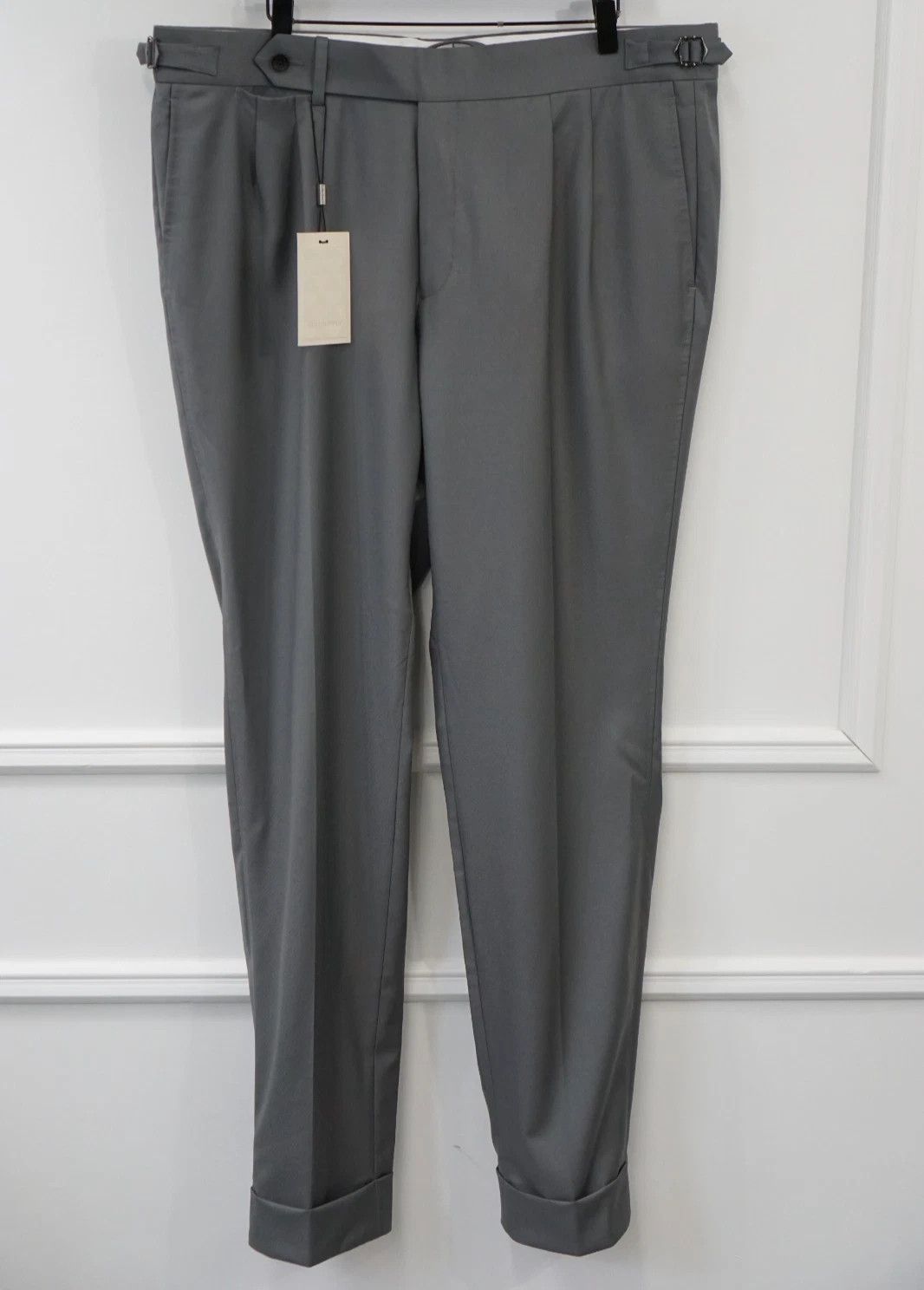 Men Suitsupply Pants Braddon Turn Up Grey Wool Size UK/US46