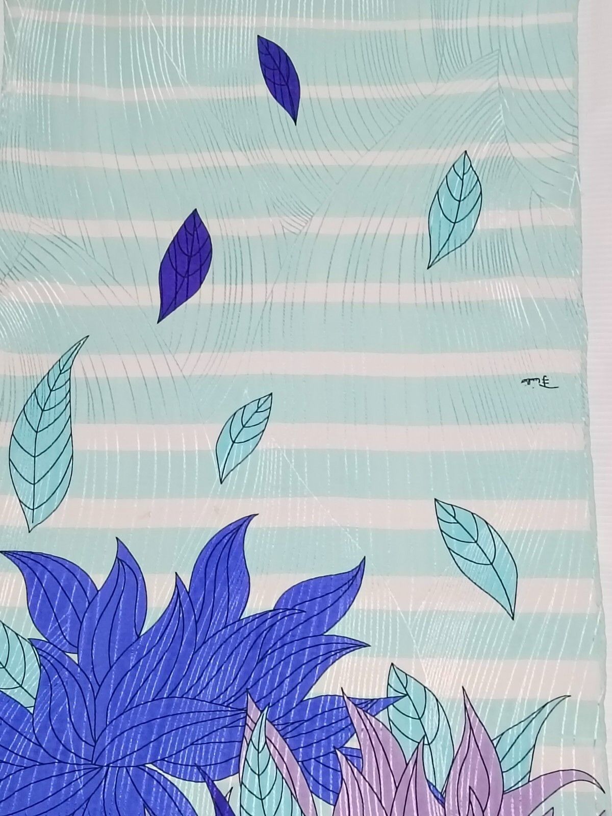 Emilio Pucci EMILIO PUCCI ITALY Geometric Purple Leaves Silk Scarf Size ONE SIZE - 7 Thumbnail