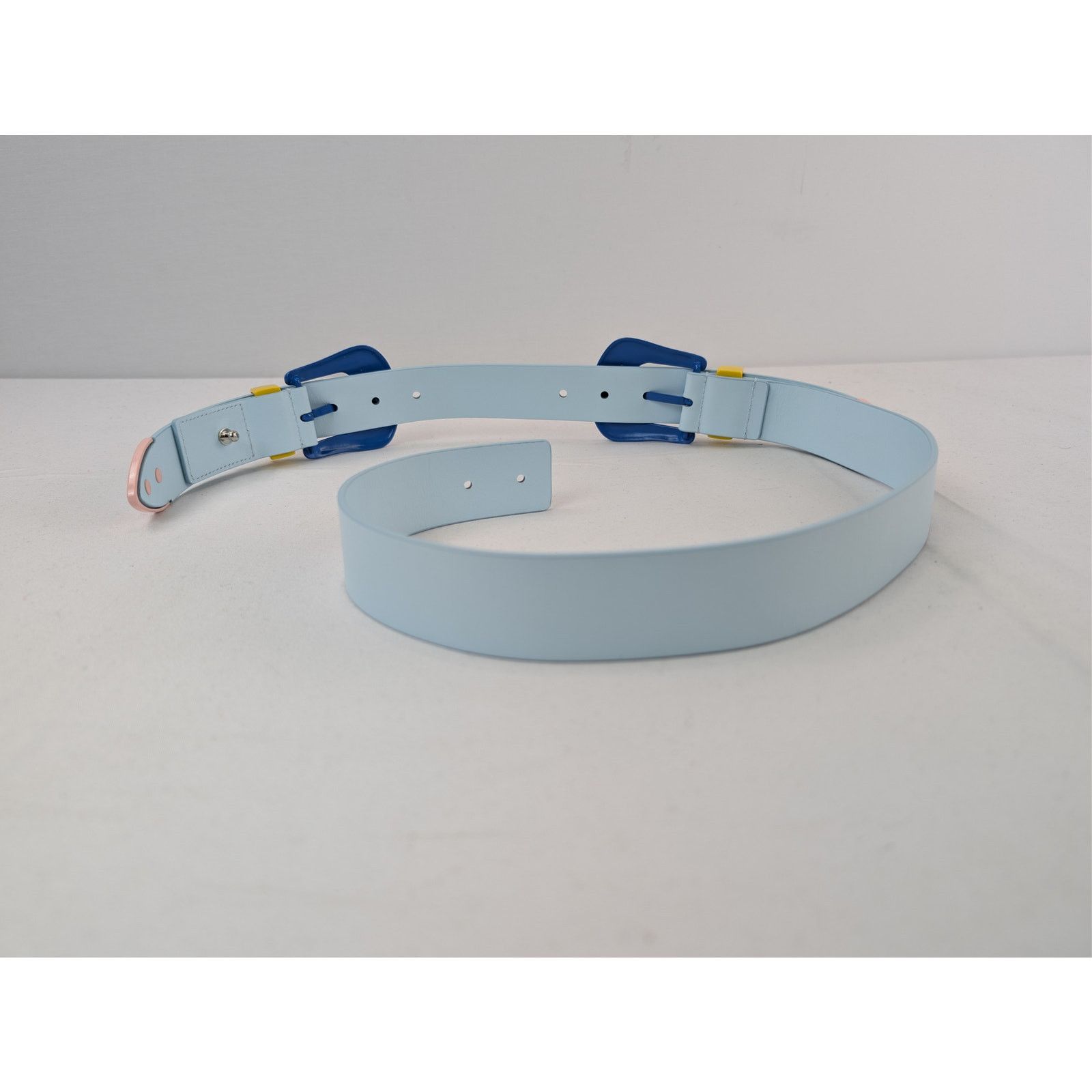 Casablanca o1rshd1 Size: 90 / Leather Comboy Buckle Belt in Light Blue Size 36 - 7 Thumbnail