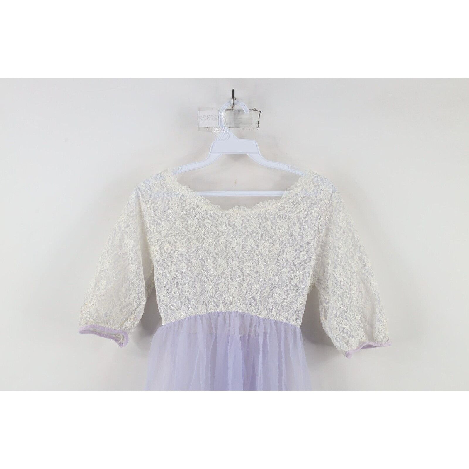Vintage Vintage 50s 60s Sheer Fairy Lace Flower Chiffon Night Gown Size M / US 6-8 / IT 42-44 - 11 Thumbnail
