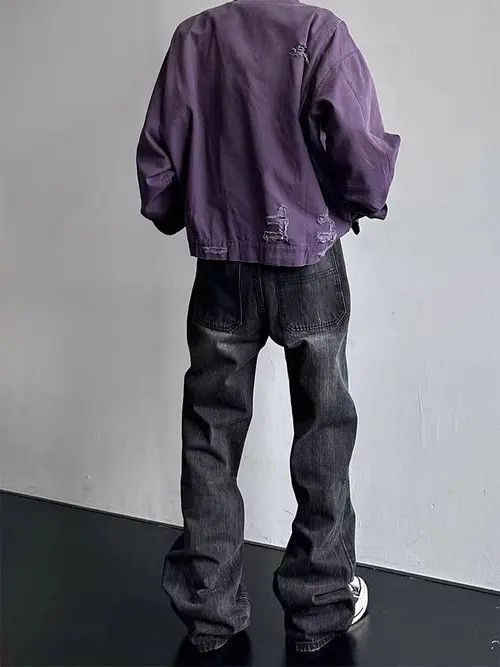 Japanese Brand Vintage Street Washed Loose Casual Micro Flare Black Jeans Size US 32 / EU 48 - 4 Thumbnail
