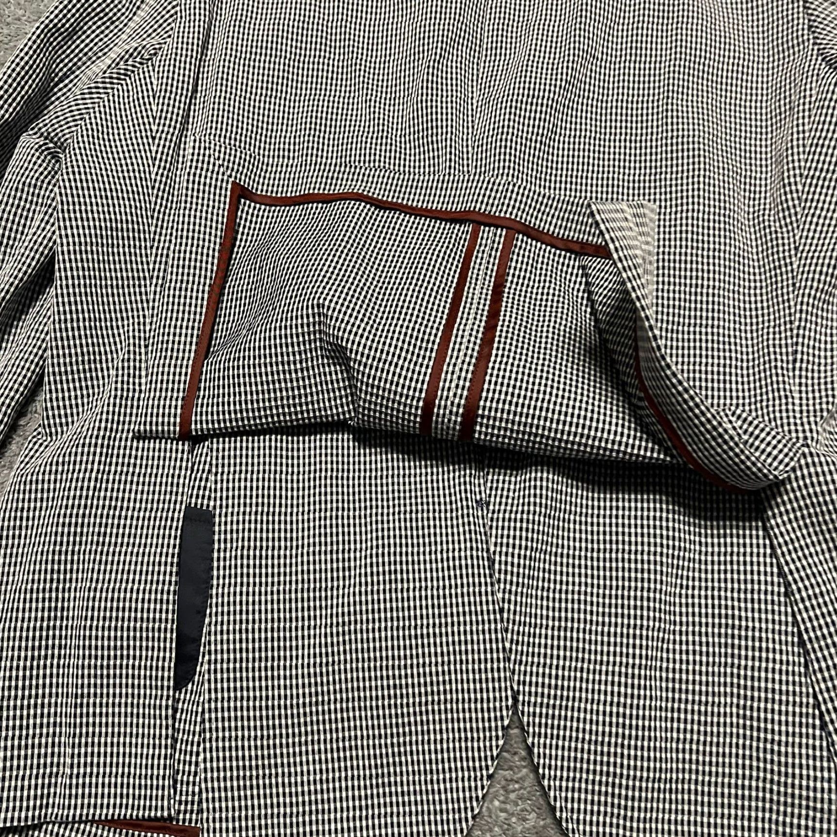 Johnston & Murphy Johnston Murphy Blazer Mens XXL Blue Seersucker Sports Coat Jacket Check (Regular) Men Size 48R - 4 Thumbnail