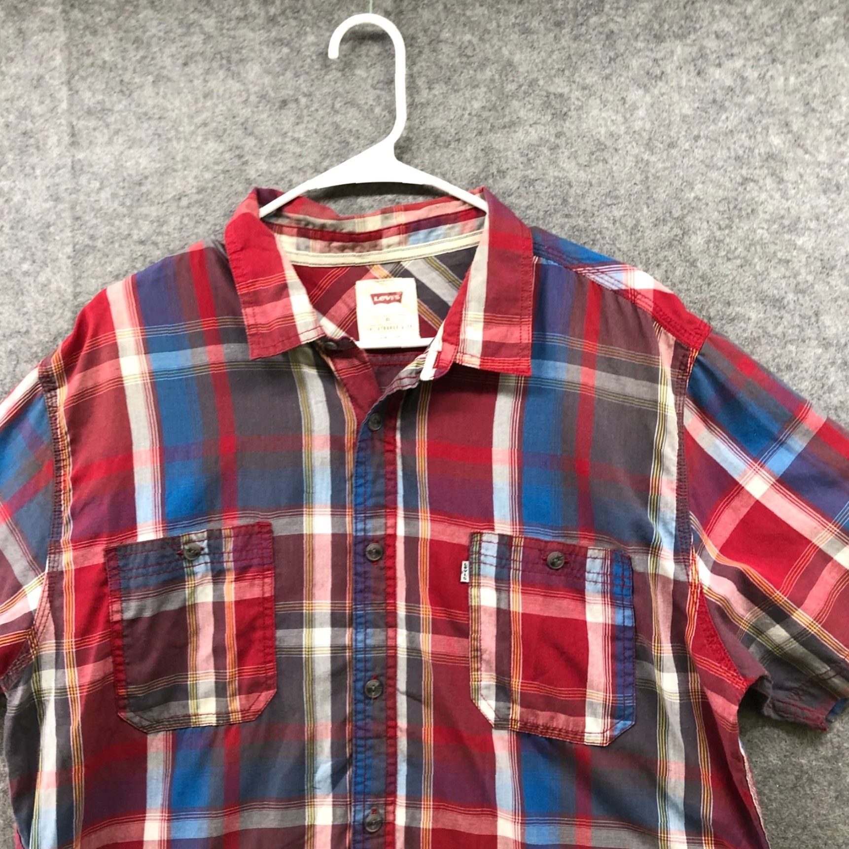 Levi's Levi's Shirt Short Sleeve Mens XL Red Plaid Button-Up Cotton Blend Pocketed Western Classic Everyday Size US XL / EU 56 / 4 - 6 Thumbnail