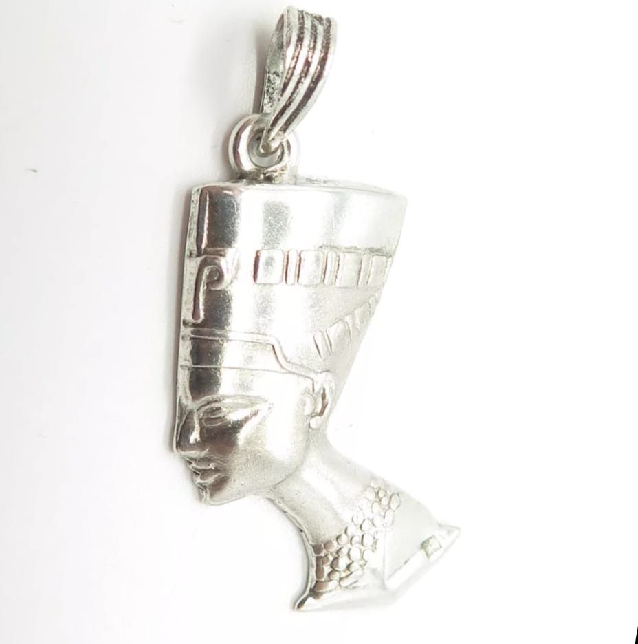 Vintage 800 Silver Vintage Egyptian Queen Nefertiti Pharaoh Pendant Size ONE SIZE - 2 Thumbnail