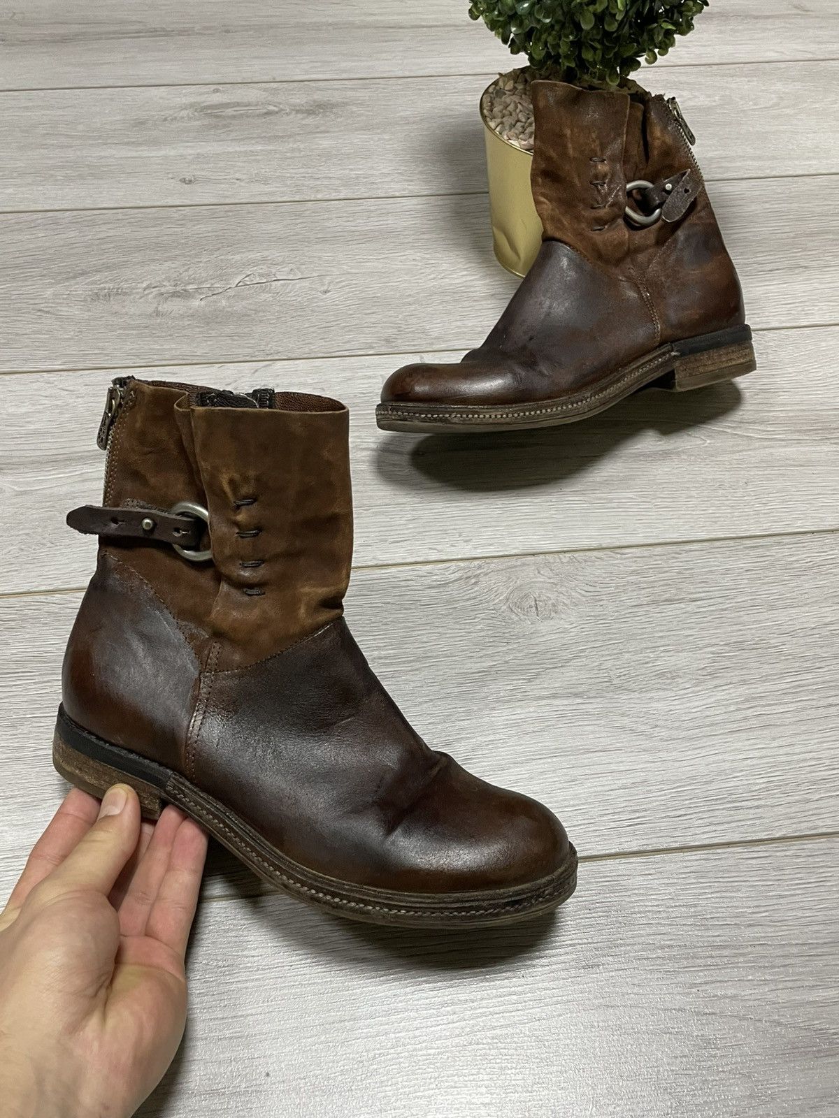 A.S.98 AS98 stitched engineered leather zip high boots eb0 Size US 9 / IT 39 - 1 Thumbnail