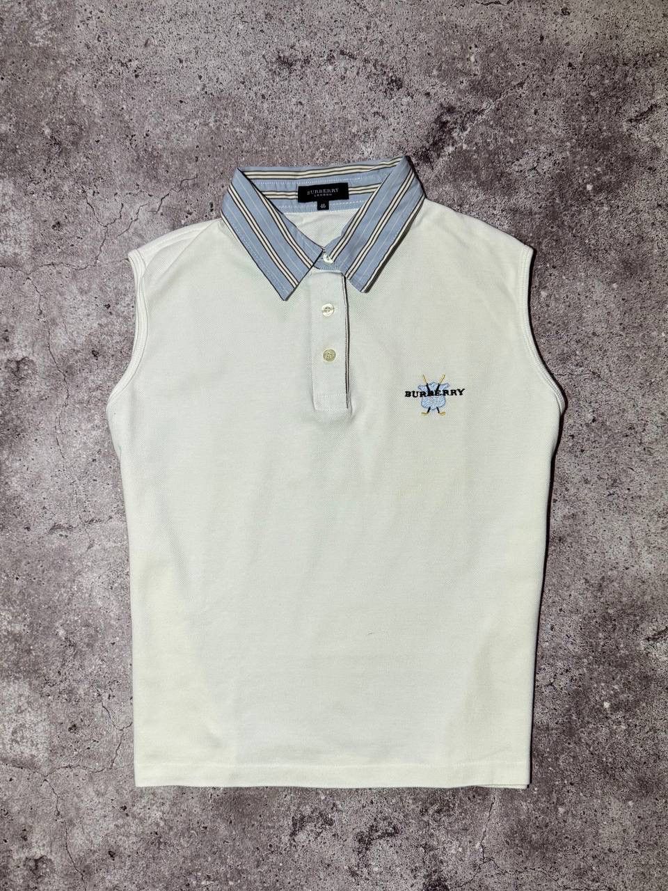 Burberry Burberry Vintage White Cotton Sleeveless T-shirt rare Size L / US 10 / IT 46 - 1 Thumbnail