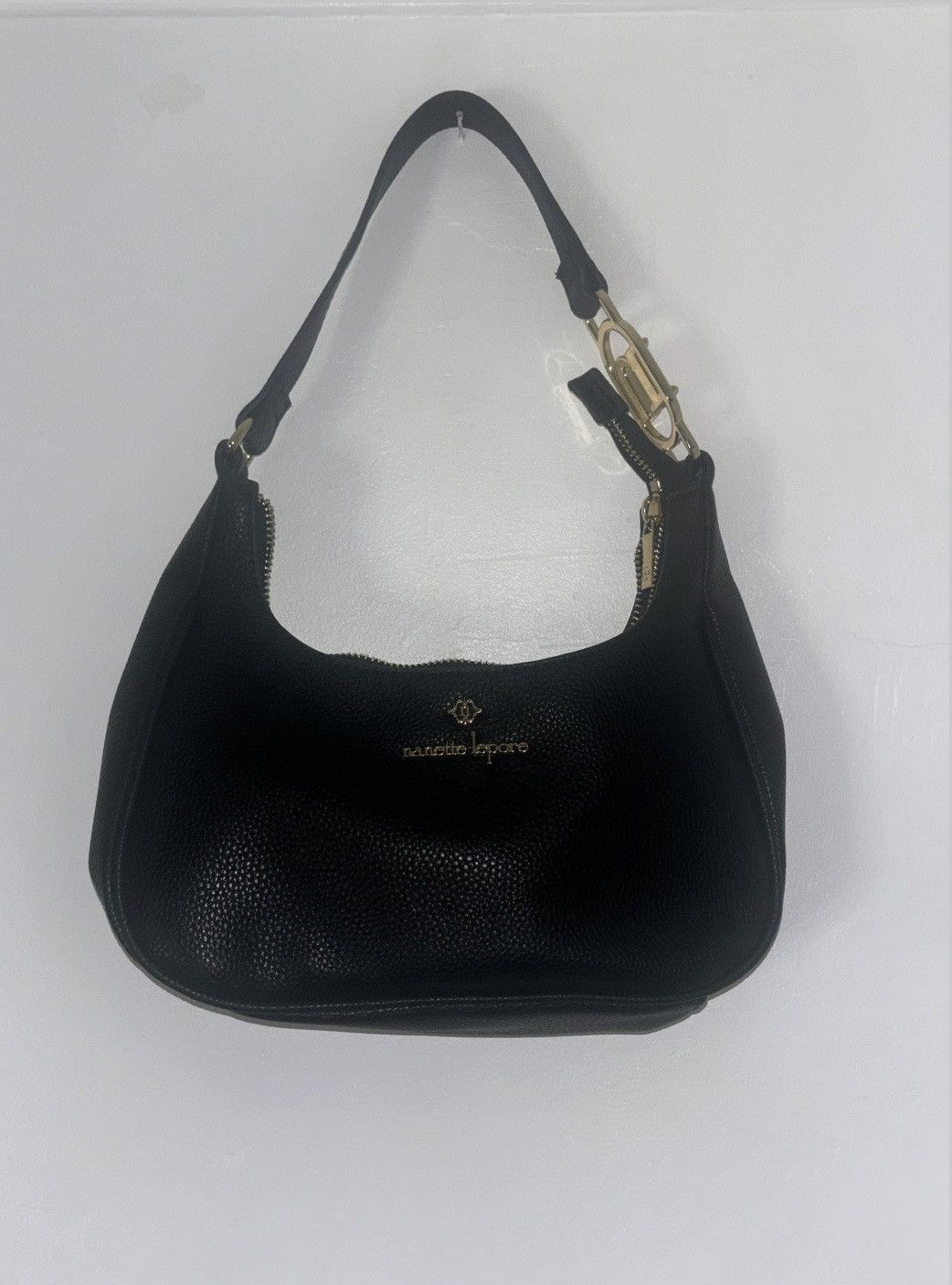 Nanette Lepore Nanette Lepore Black Leather Hobo Bag w/ Gold Hardware Size ONE SIZE - 1 Thumbnail