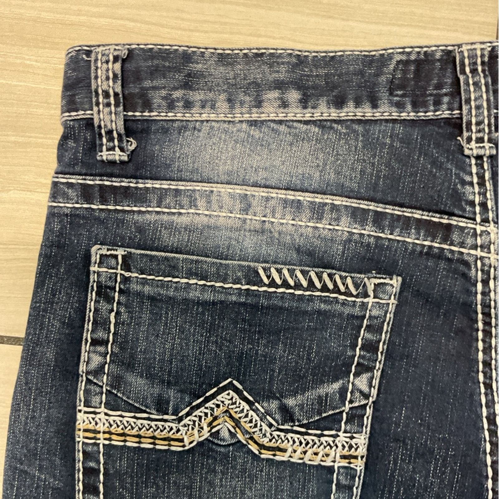 Vintage True Luck Men’s Dark Blue Denim Straight Jeans Size US 34 / EU 50 - 9 Thumbnail