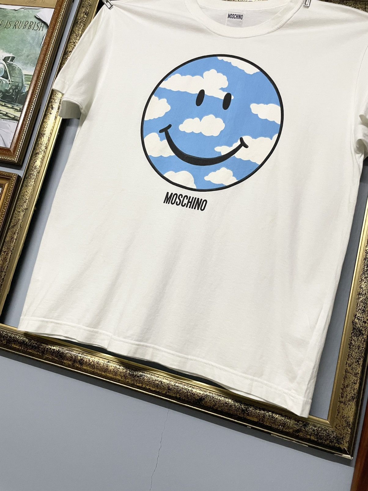 Moschino Vintage Designer Moschino Cloud Art Smiley Face Graphic Tee Size US M / EU 48-50 / 2 - 4 Thumbnail