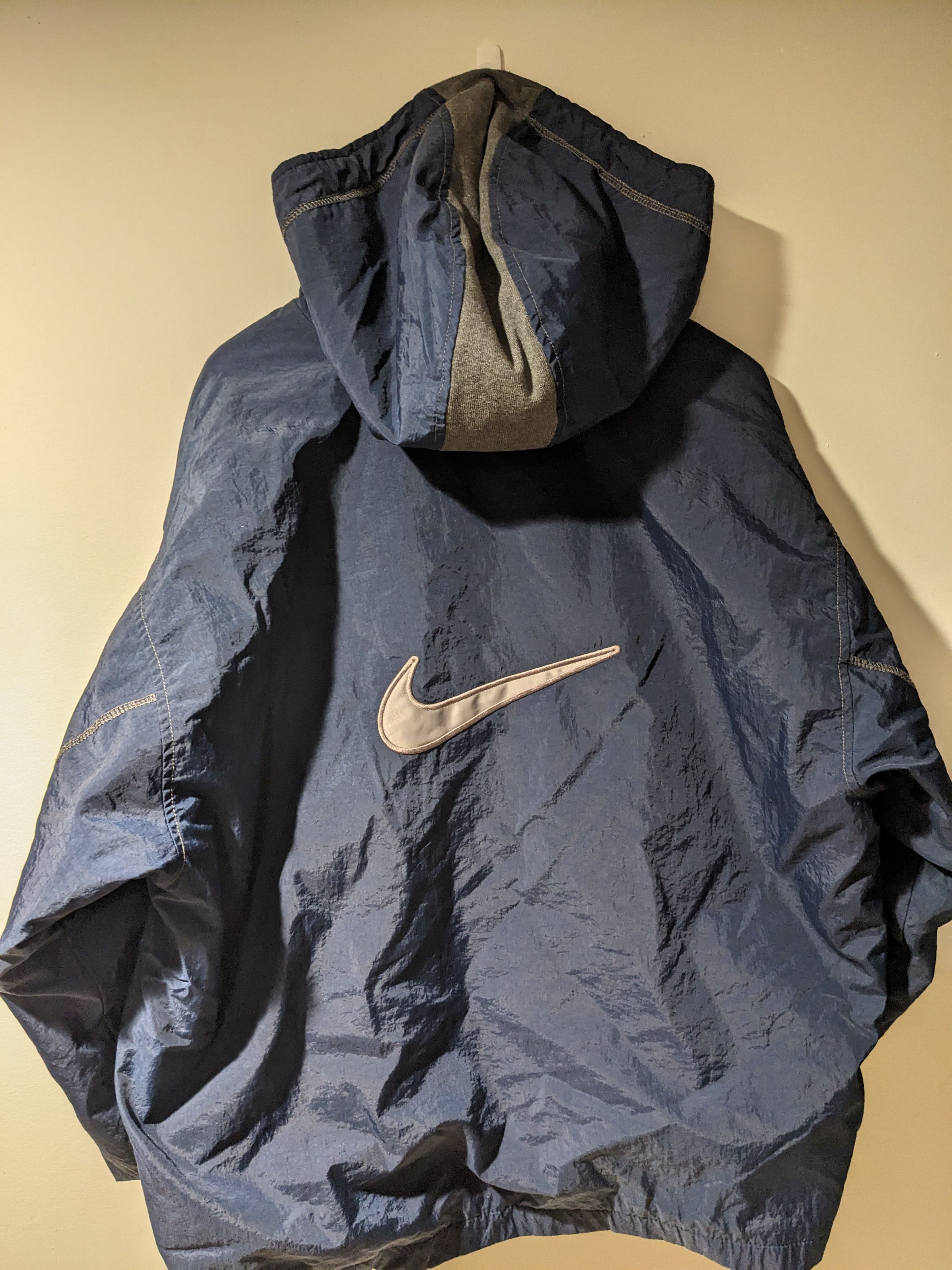 Nike × Vintage Vintage 90s Nike Big Swoosh Blue X-Large Jacket Size US XL / EU 56 / 4 - 1 Thumbnail