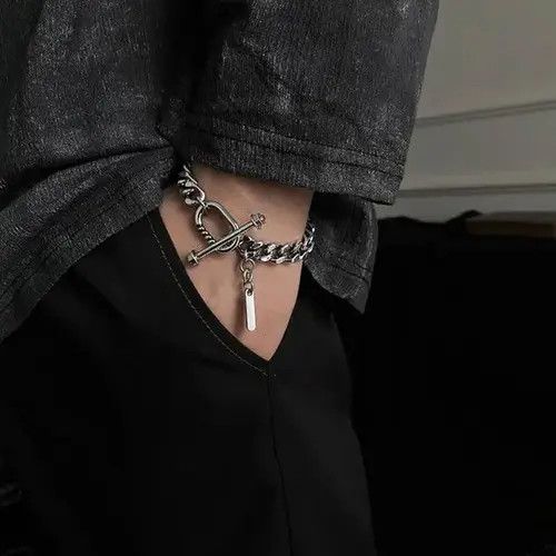 Japanese Brand Titanium Steel Cuban Bracelet for Men Women,Punk Hip Hop Size ONE SIZE - 2 Thumbnail
