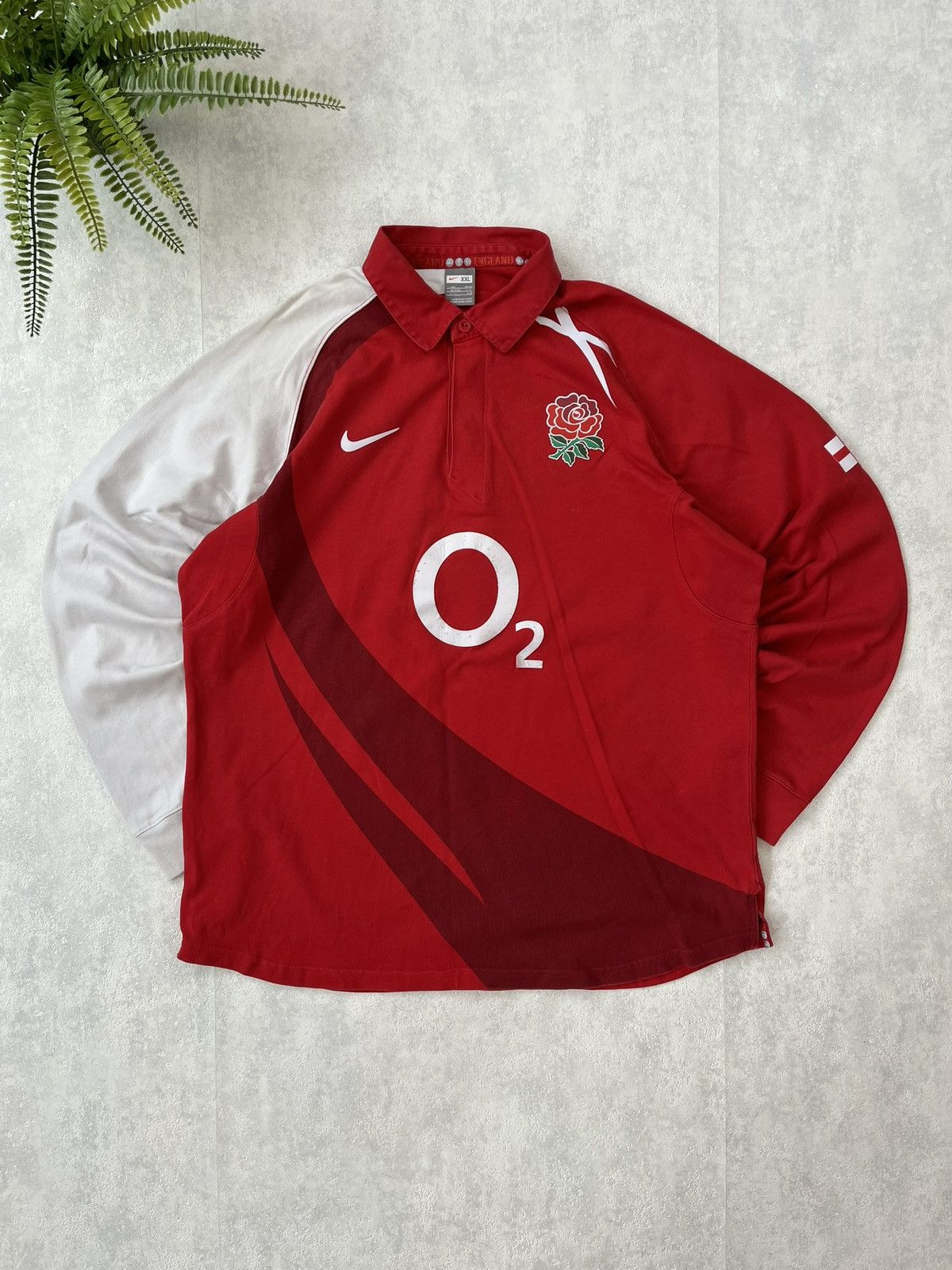 Nike × Vintage 00s Nike England Vintage Y2K Oversized Longsleeve Polo Size US XXL / EU 58 / 5 - 1 Thumbnail