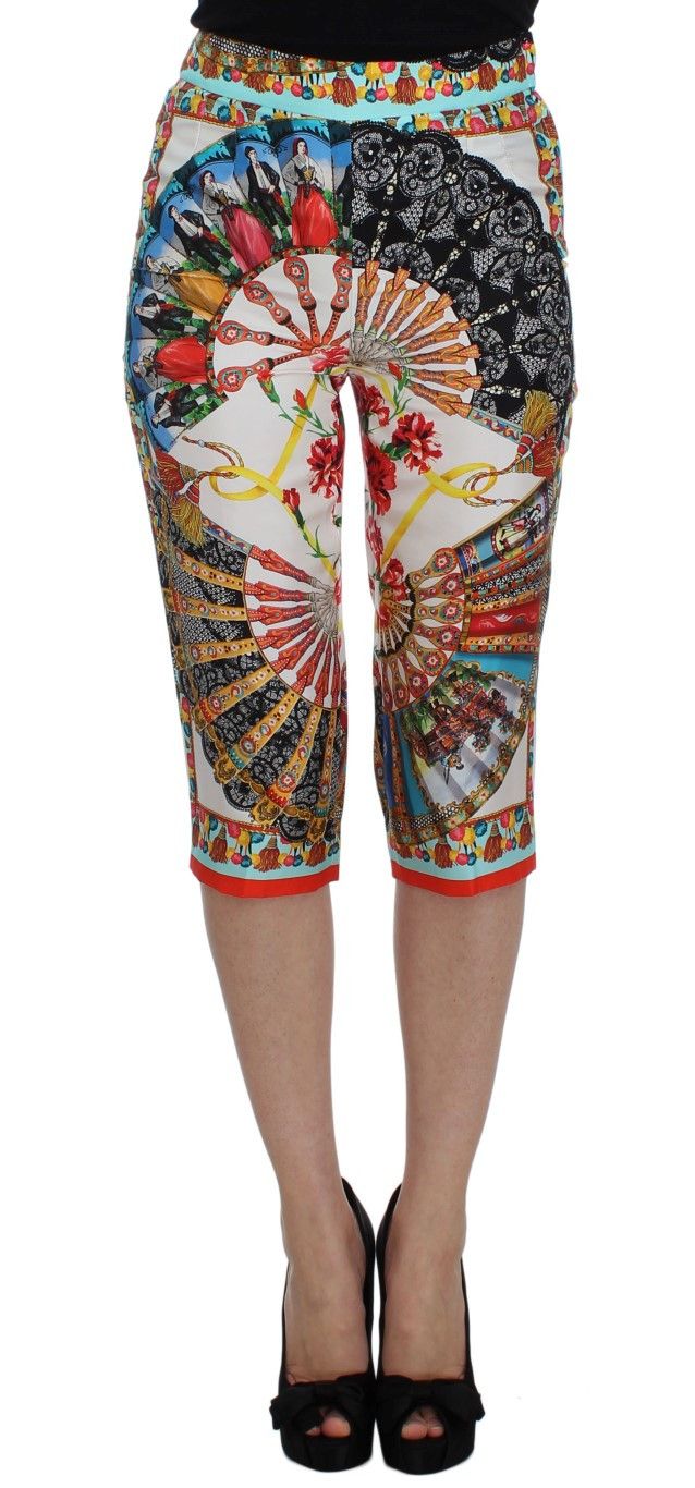 Dolce & Gabbana Multicolor Majolica Silk Capri Women's Pants Size 26" / US 2 / IT 38 - 1 Thumbnail