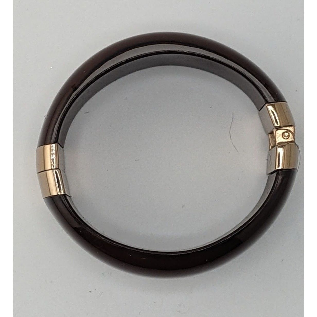 Other Hinged Brown Resin Bangle Bracelet With Gold-Tone Accents Size ONE SIZE - 6 Thumbnail