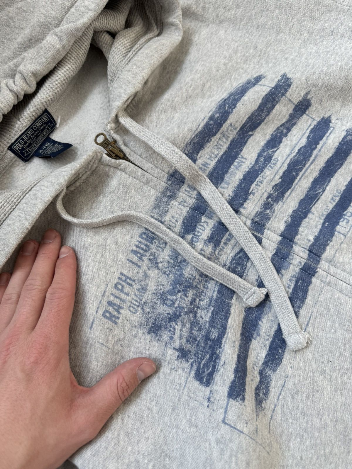 Polo Ralph Lauren × Vintage Vintage polo Ralph Lauren jeans rare big logo USA hoodie Size US XL / EU 56 / 4 - 3 Thumbnail