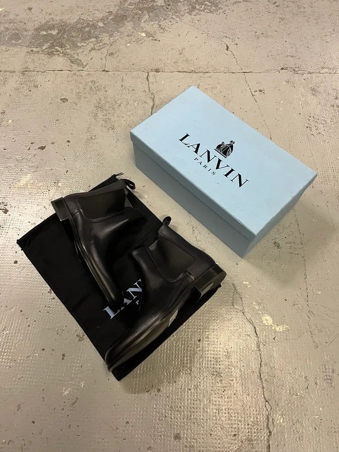 Lanvin Lanvin Navy Leather Chelsea Ankle Boots Size US 10.5 / EU 43-44 - 2 Thumbnail