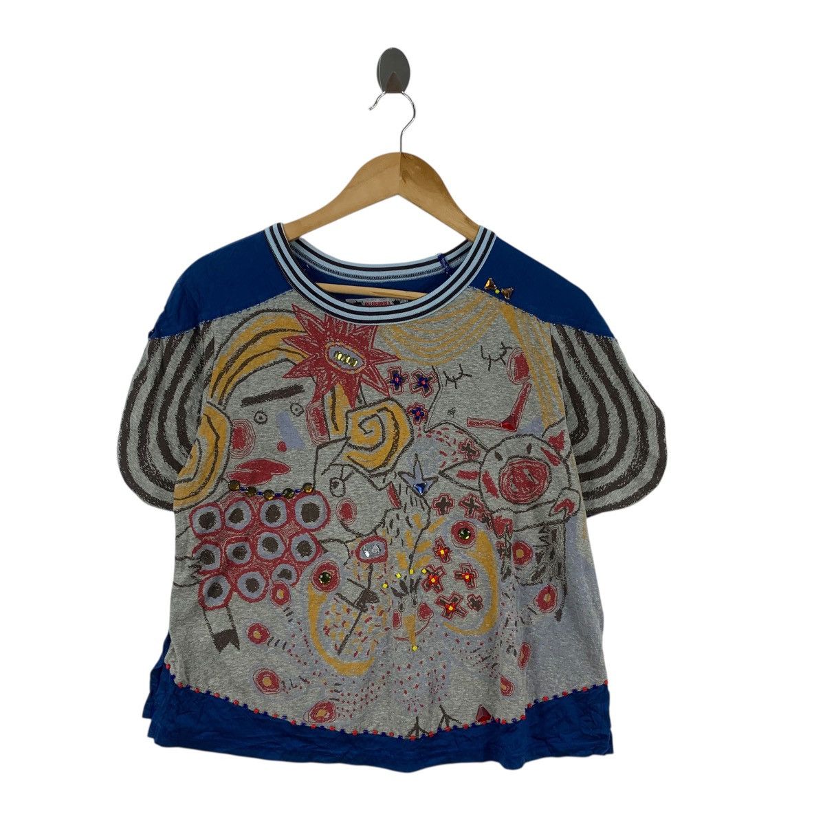 Vintage Vintage OLLE BOREBLA JAPAN Rhinestone Abtract Tee Shirt Top Size S / US 4 / IT 40 - 4 Thumbnail