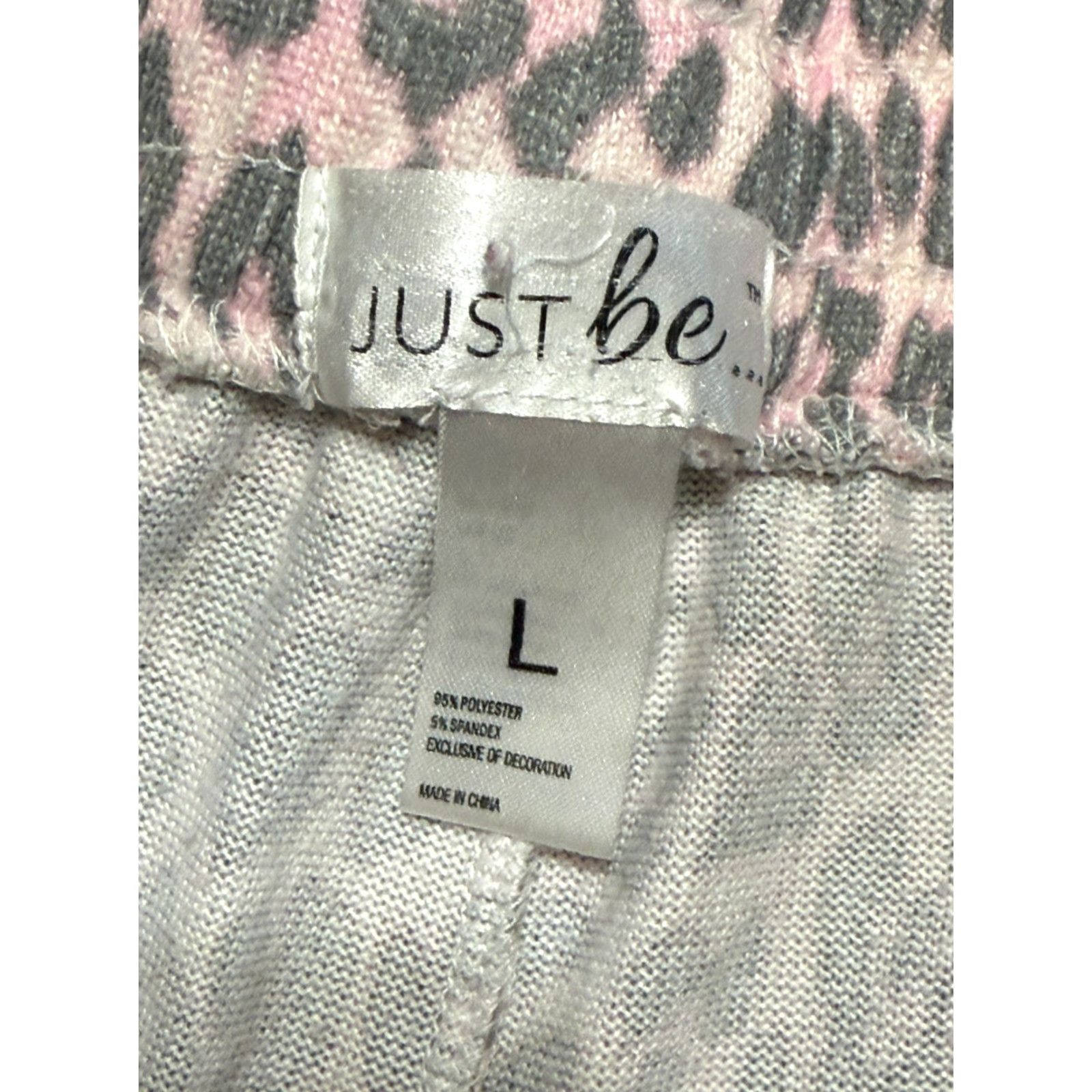 Vintage VINTAGE? No. Just Be Sleepwear Outfit Women's Large Gray Pink Pull On Pants Cheetah Print Size 36" / US 14 / IT 50 - 6 Thumbnail