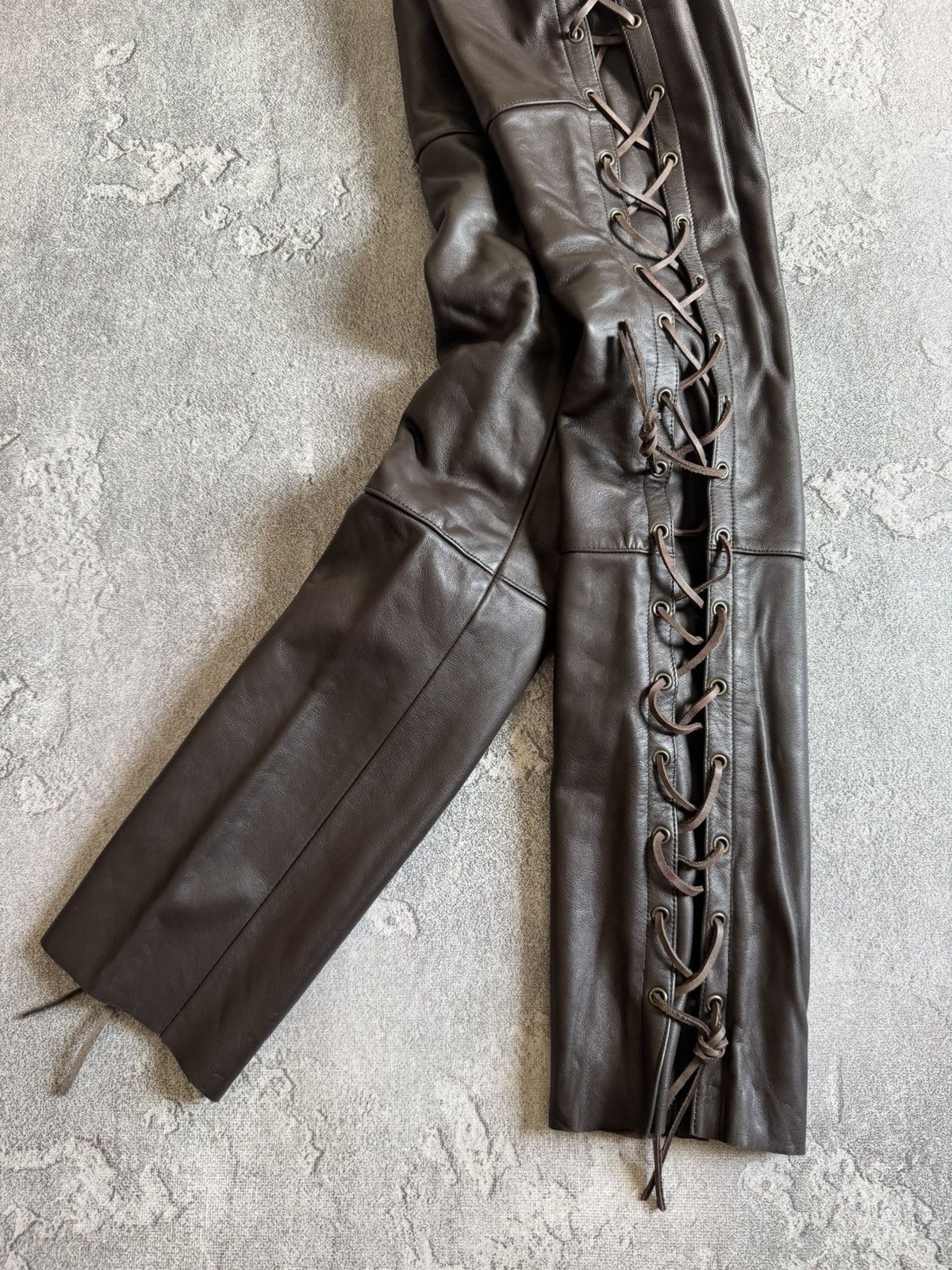 Designer IXS 38size brown leather motorcycle biker pants trousers y2k Size 26" / US 2 / IT 38 - 2 Thumbnail