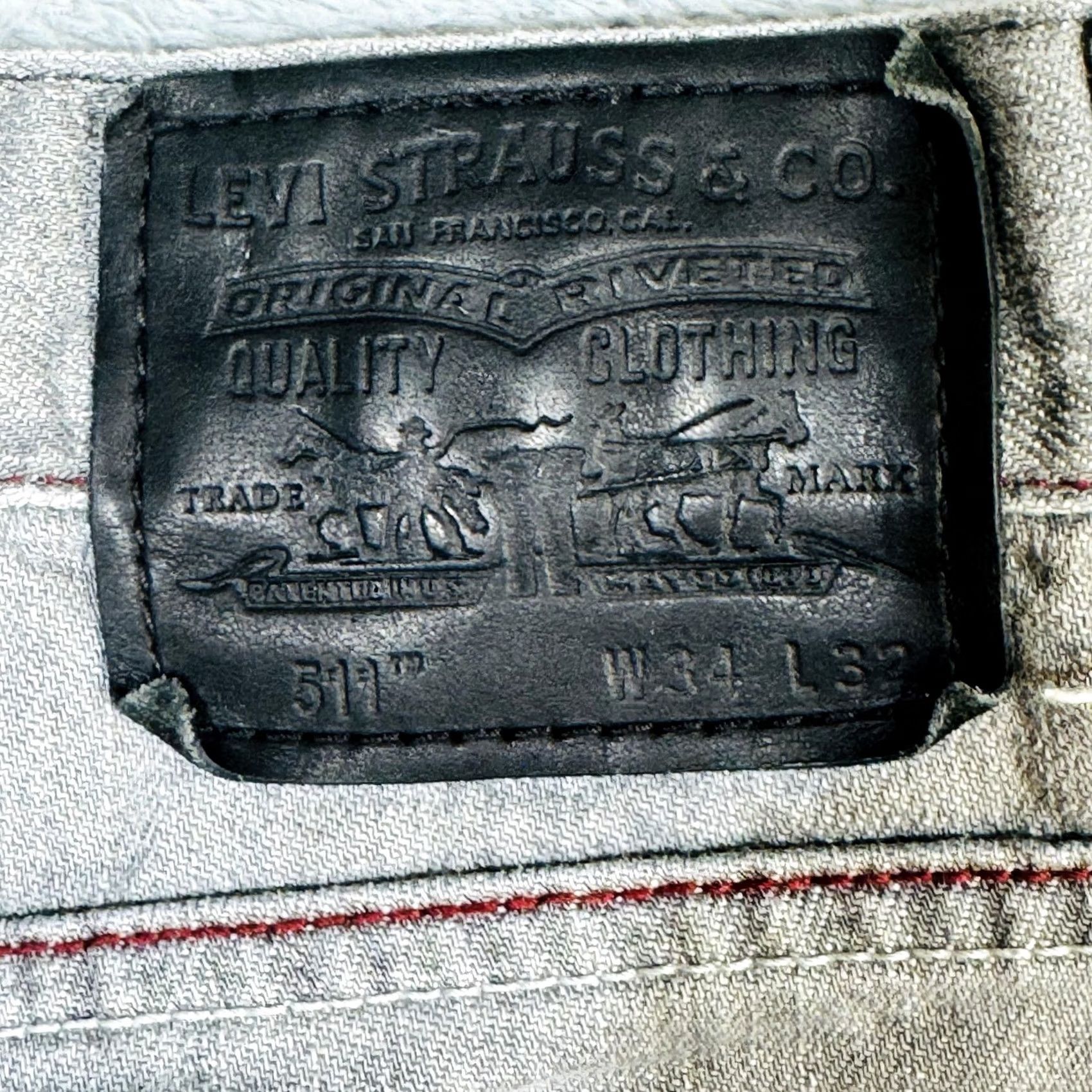 Levi's Levi's 511 Jeans Mens Slim Skinny Gray Light Wash 34x32 Zip Fly Mid Rise Denim Logo 5-Pocket USA Deadstock? Size US 34 / EU 50 - 7 Thumbnail