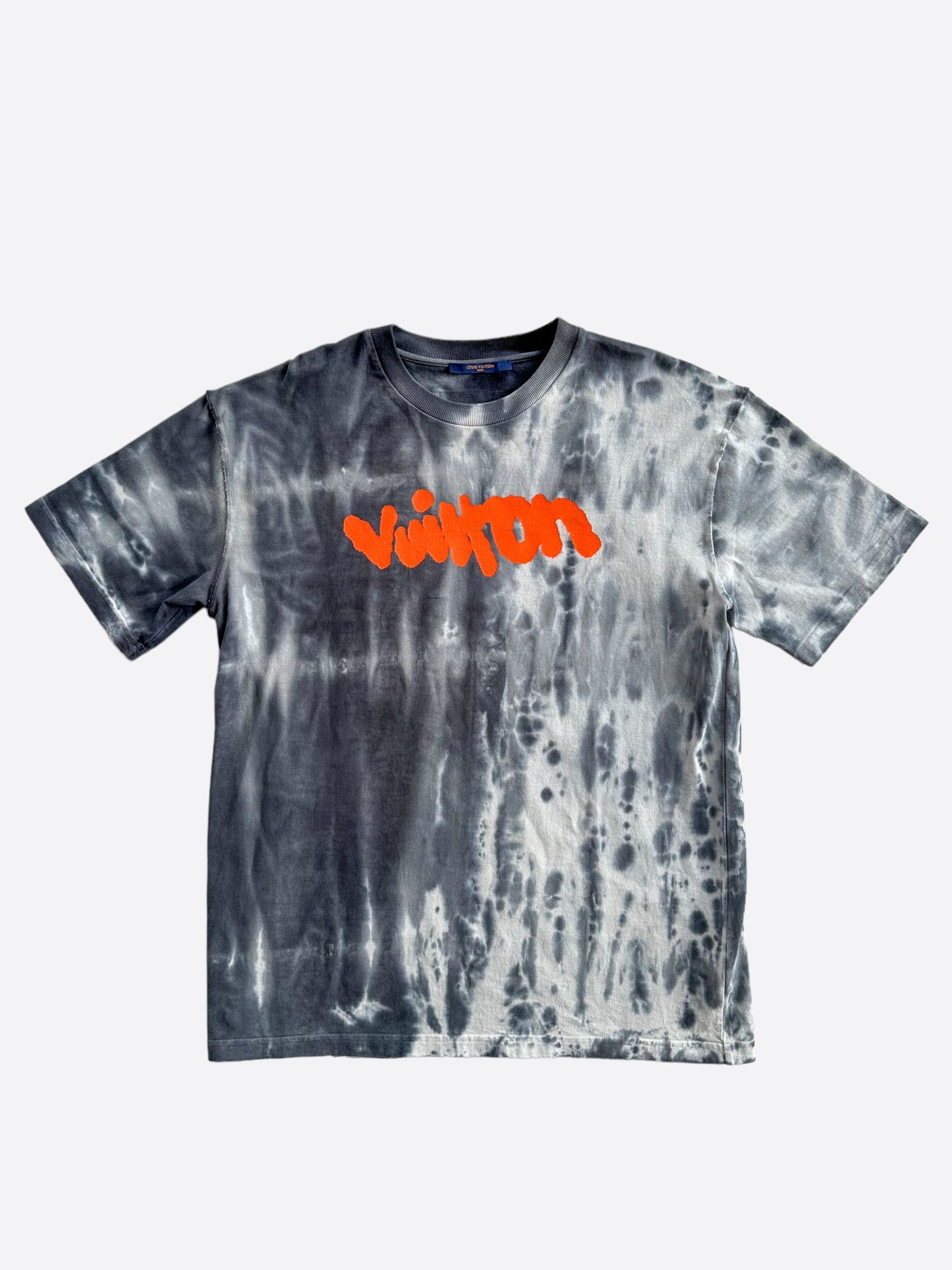 image of Louis Vuitton Grey & Orange Tie-Dye Graffiti T-Shirt, Men's (Size XL)