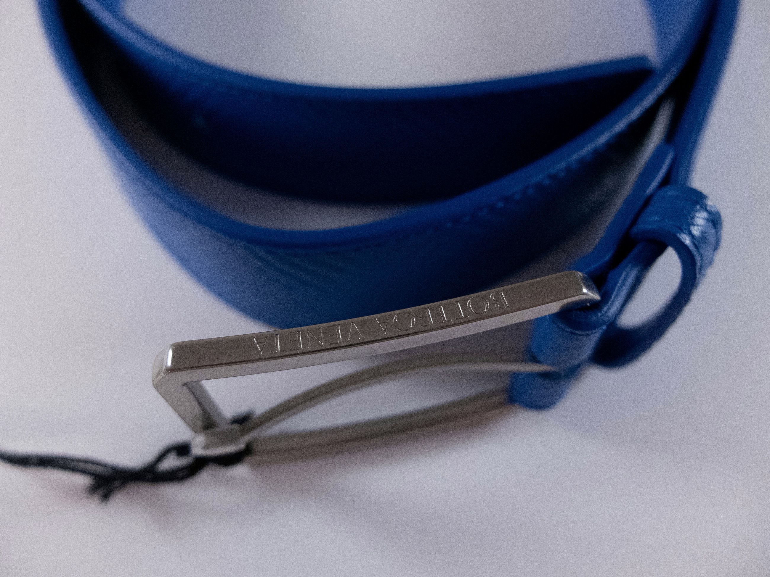 Bottega Veneta BOTTEGA VENETA blue intrecciato embossed leather belt 95 Size 36 - 2 Thumbnail