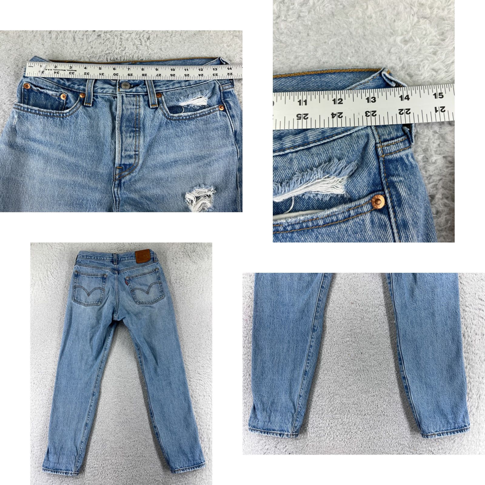 Levi's VINTAGE Levis Premium Jeans Womens 27 Blue Denim Levi's Wedgie FitMid Rise 5-Pocket Distressed stretch Jeans Womens Mens Girls Size 27" / US 4 / IT 40 - 9 Thumbnail