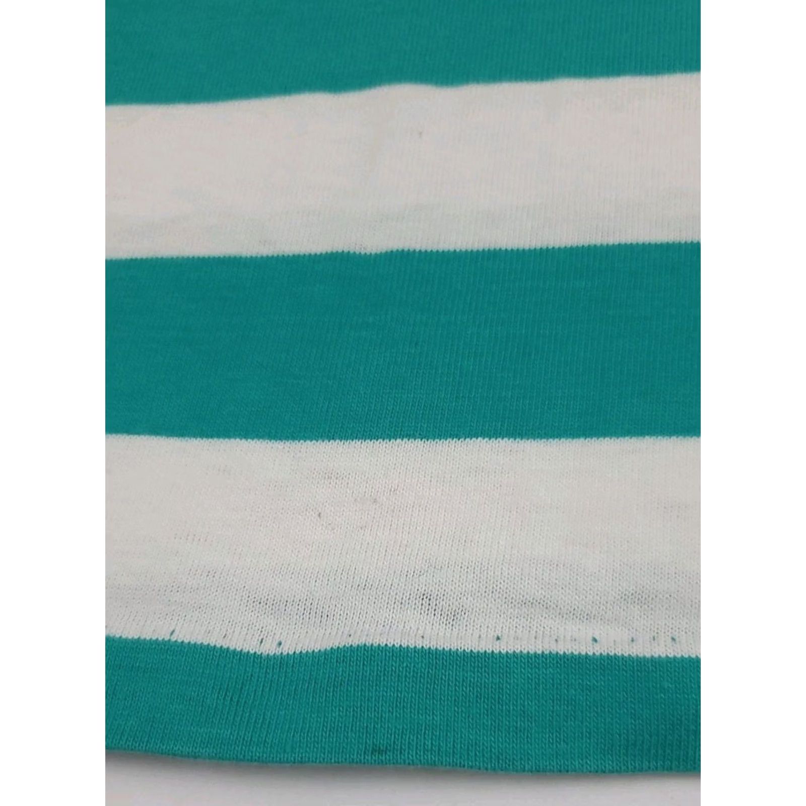 Lands' End VINTAGE Lands' End Teal White Striped T Shirt Womens M 100% Cotton USA Crew Neck Short Sleeve Size M Size M / US 6-8 / IT 42-44 - 4 Thumbnail