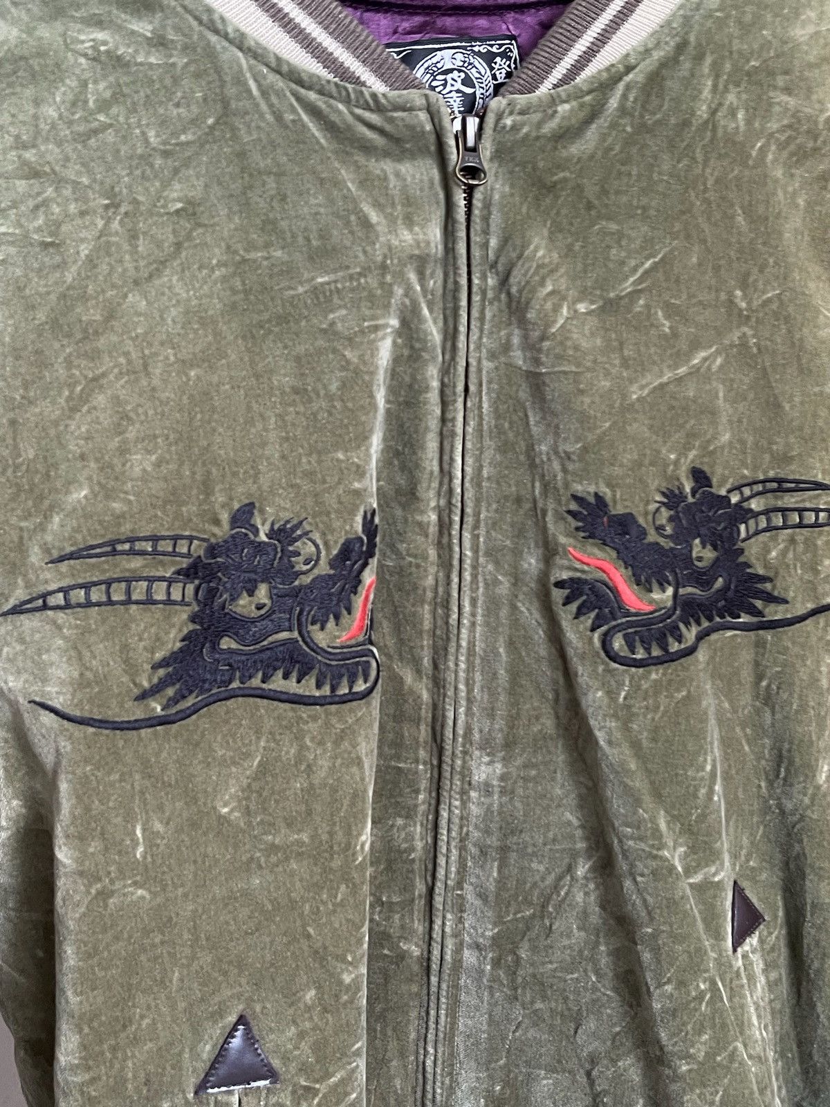 Japanese Brand Namitasu Dragon Embroidery Sukajan Velvet Jacket Size US XL / EU 56 / 4 - 4 Thumbnail