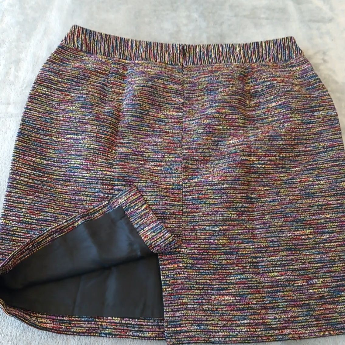 Loft LOFT Skirt Women Short Pencil Multicolor Striped Pockets Lined Slit Size 14 Knit Polyester Rayon Regular, Machine Washable Size 36" / US 14 / IT 50 - 6 Thumbnail