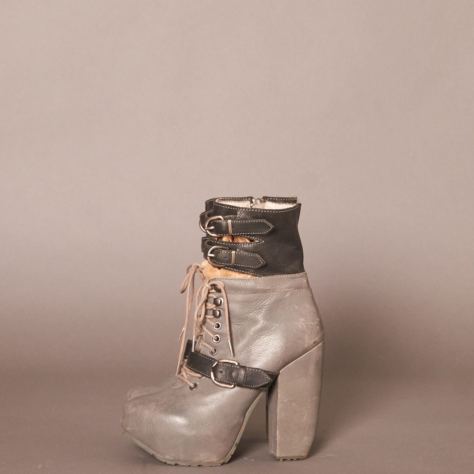 Miista Miista Andee Platform Buckle Gray Heels Boots 2011 Size US 5 / IT 35 - 3 Thumbnail
