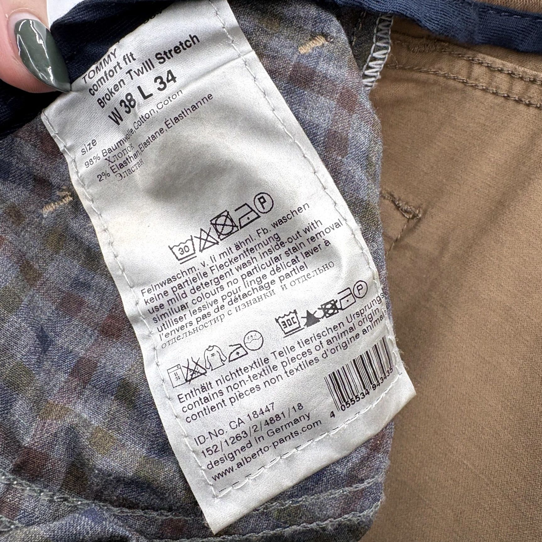 Vintage Alberto Tommy Pants Mens 38x34 Brown Comfort Fit Broken Twill Stretch 5-Pocket Size US 38 / EU 54 - 7 Thumbnail