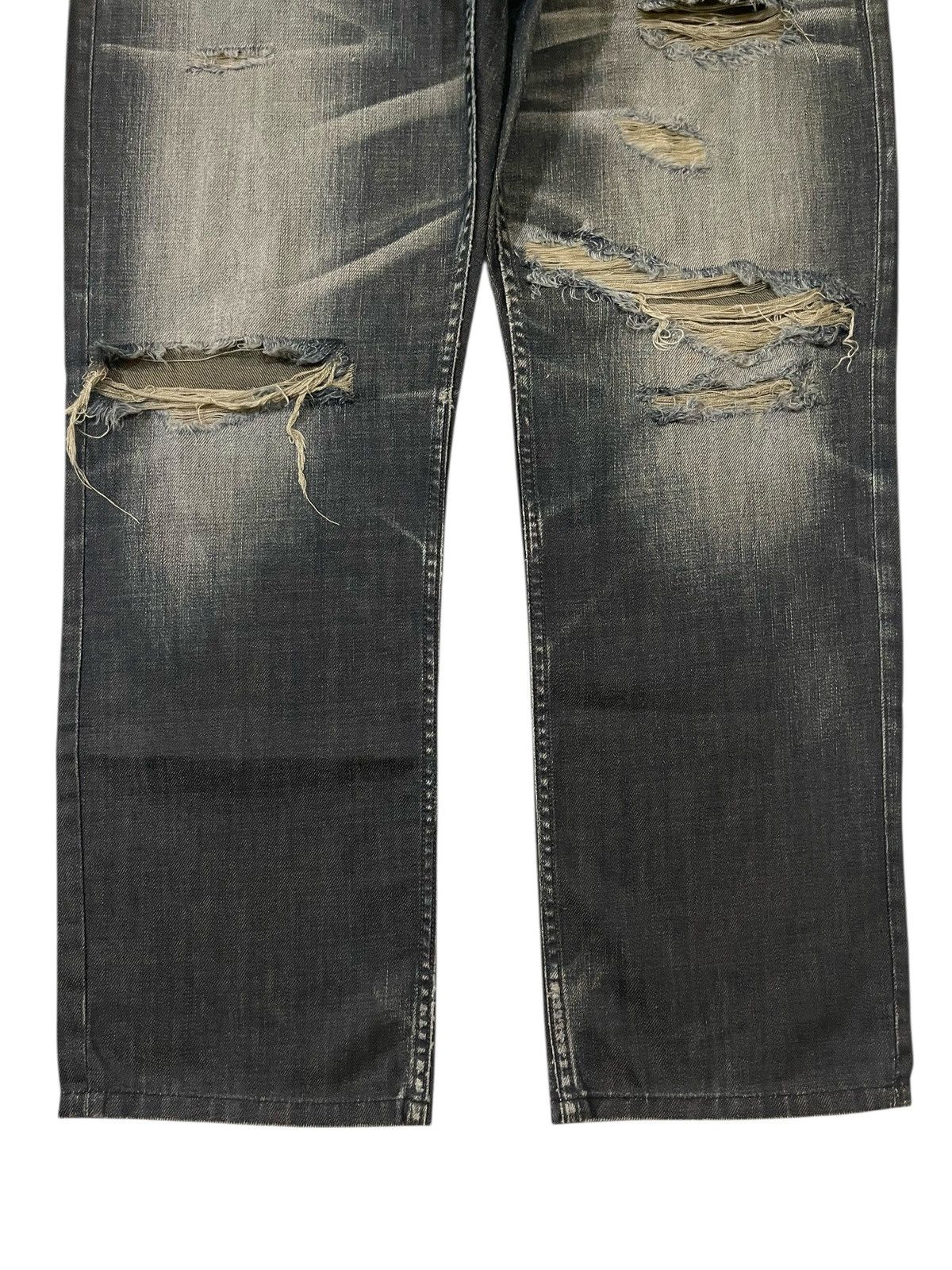 Black Label Japan BACK NUMBER BLACK LABEL Washed Distressed Jeans Denim Size US 35 - 4 Thumbnail