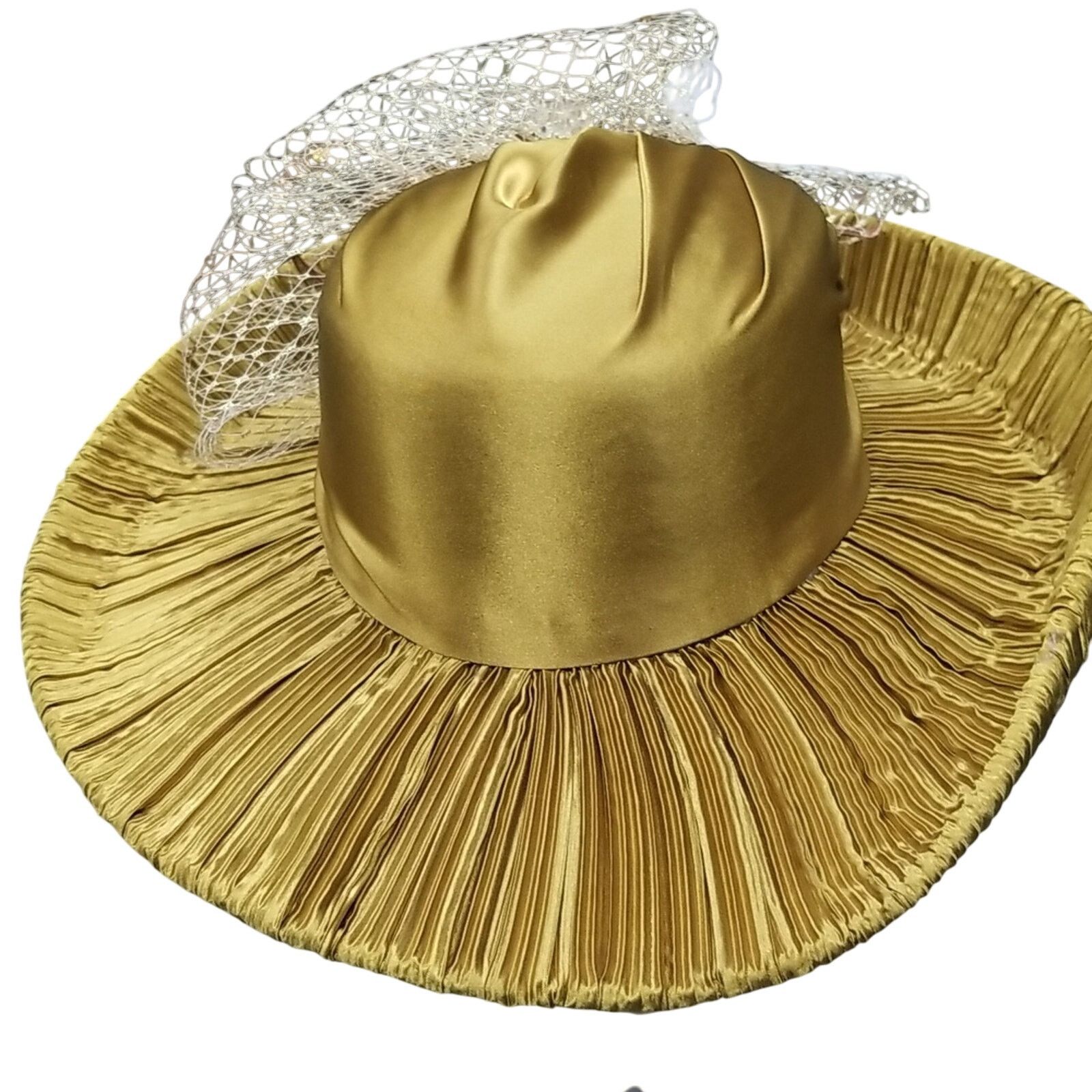 Other Donna Vinci Chartreuse Satin Hat, size 22 1/2 inches Size ONE SIZE - 10 Thumbnail