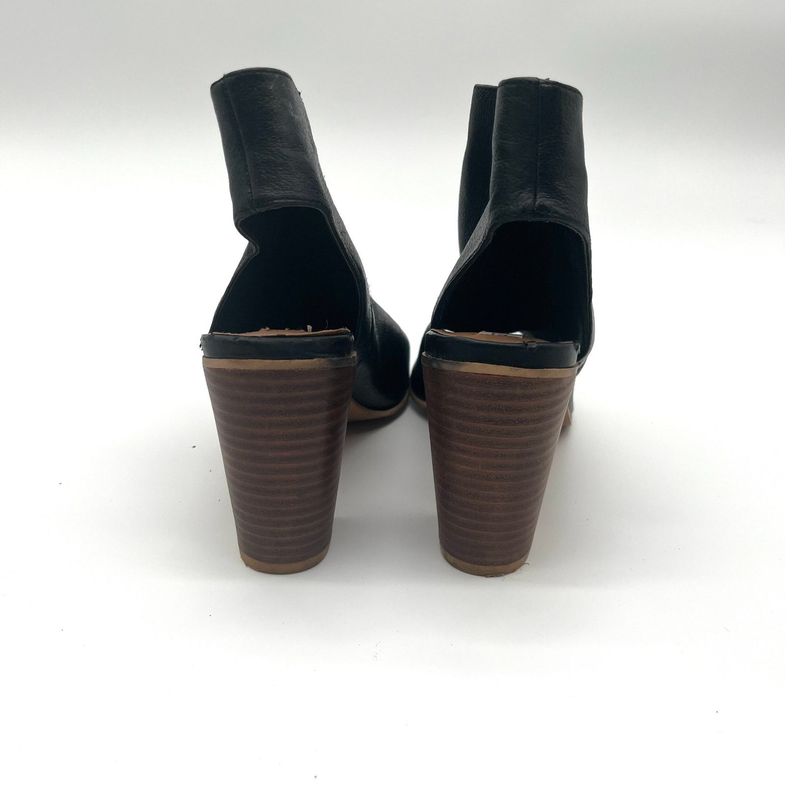 Steve Madden STEVE MADDEN Leather Open Toe Booties, Black, 10 Size US 10 / IT 40 - 3 Thumbnail