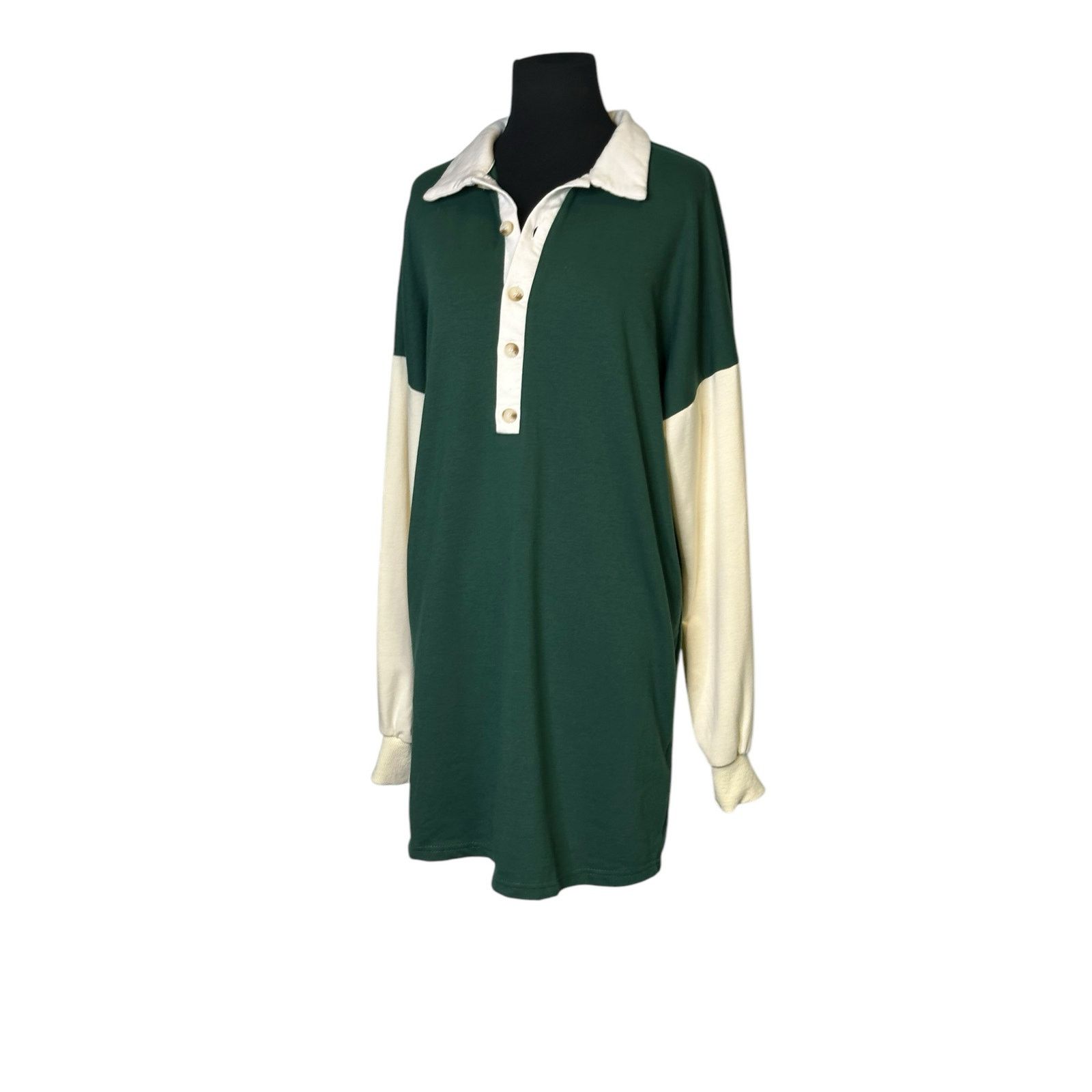 Shein Shein green cream long sleeves polo shirt dress size Medium Size M / US 6-8 / IT 42-44 - 8 Thumbnail