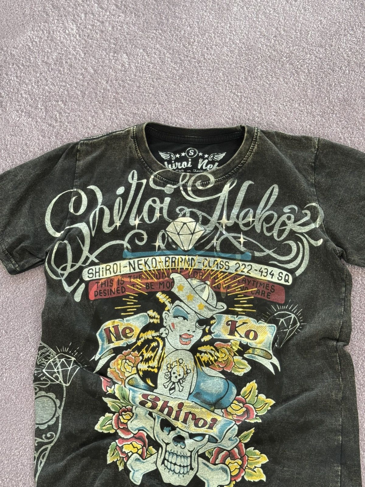 Japanese Brand 00s Shiroi Neko Y2K Faded Grunge T-Shirt Size US S / EU 44-46 / 1 - 2 Thumbnail