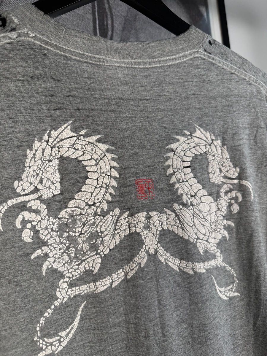 Vintage 🚭VINTAGE🚭THRASHED PAPER THIN 90s BOOTLEG STUSSY DRAGON TEE Size US XL / EU 56 / 4 - 5 Thumbnail