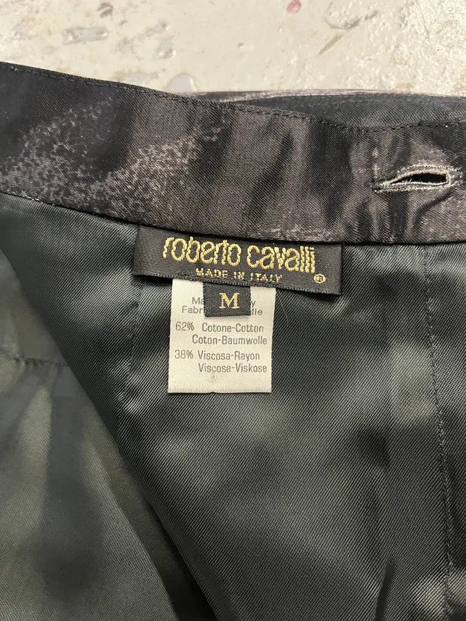 Roberto Cavalli Roberto Cavalli Silver Paint Black Suit & Skirt Set Size M / US 6-8 / IT 42-44 - 8 Thumbnail