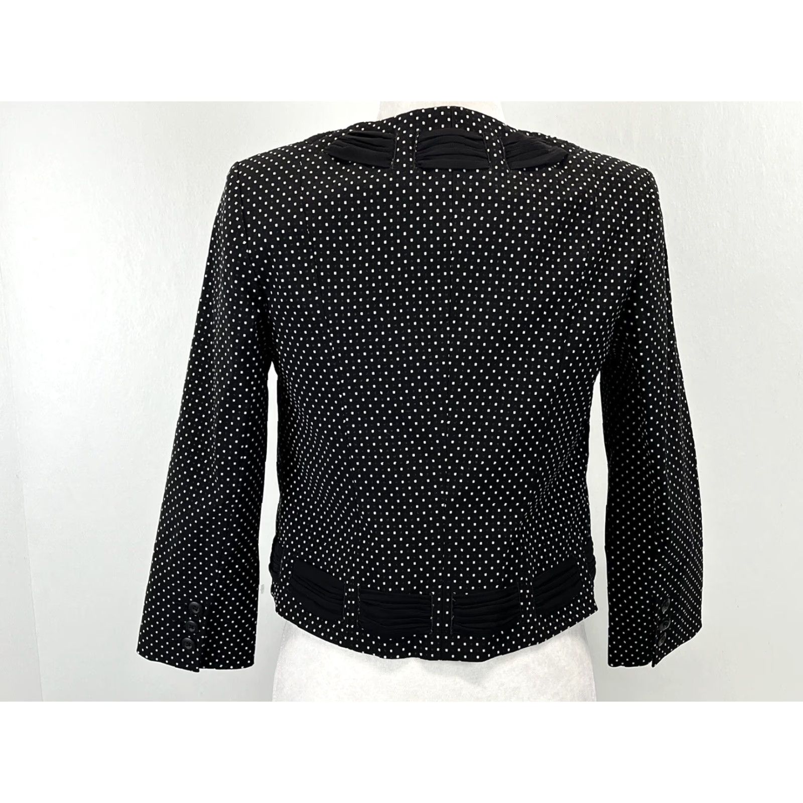 Vintage CAbi Black Polka Dot Jacket Women's Size 2 Stretch 3/4 Sleeve Blazer Size XS / US 0-2 / IT 36-38 - 3 Thumbnail